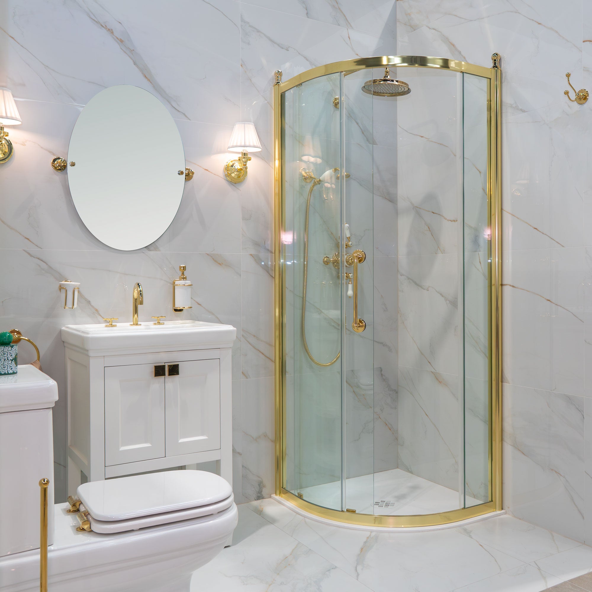 Burlington Classique Quadrant Sliding Shower Door - Gold