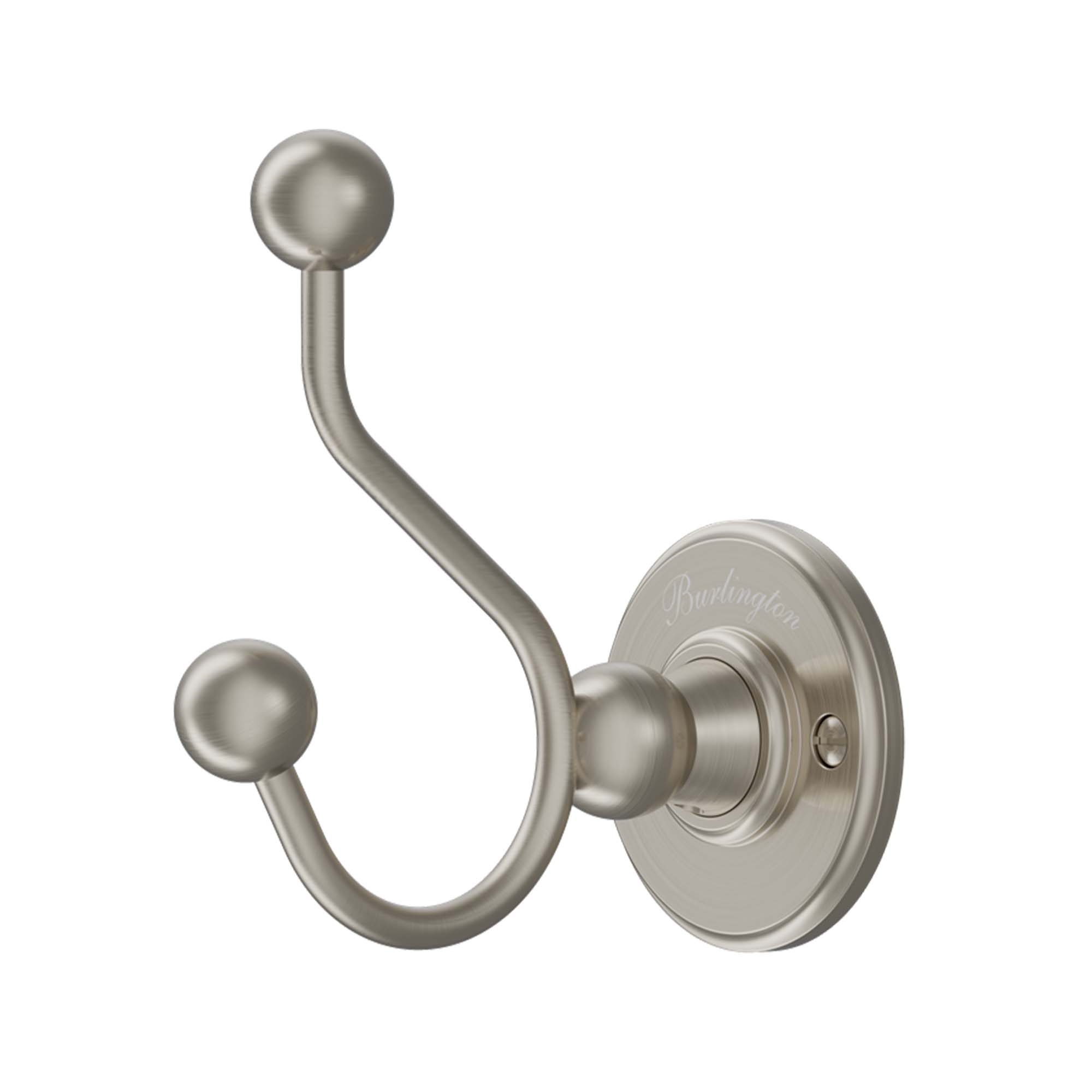 burlington double robe hook brushed nickel