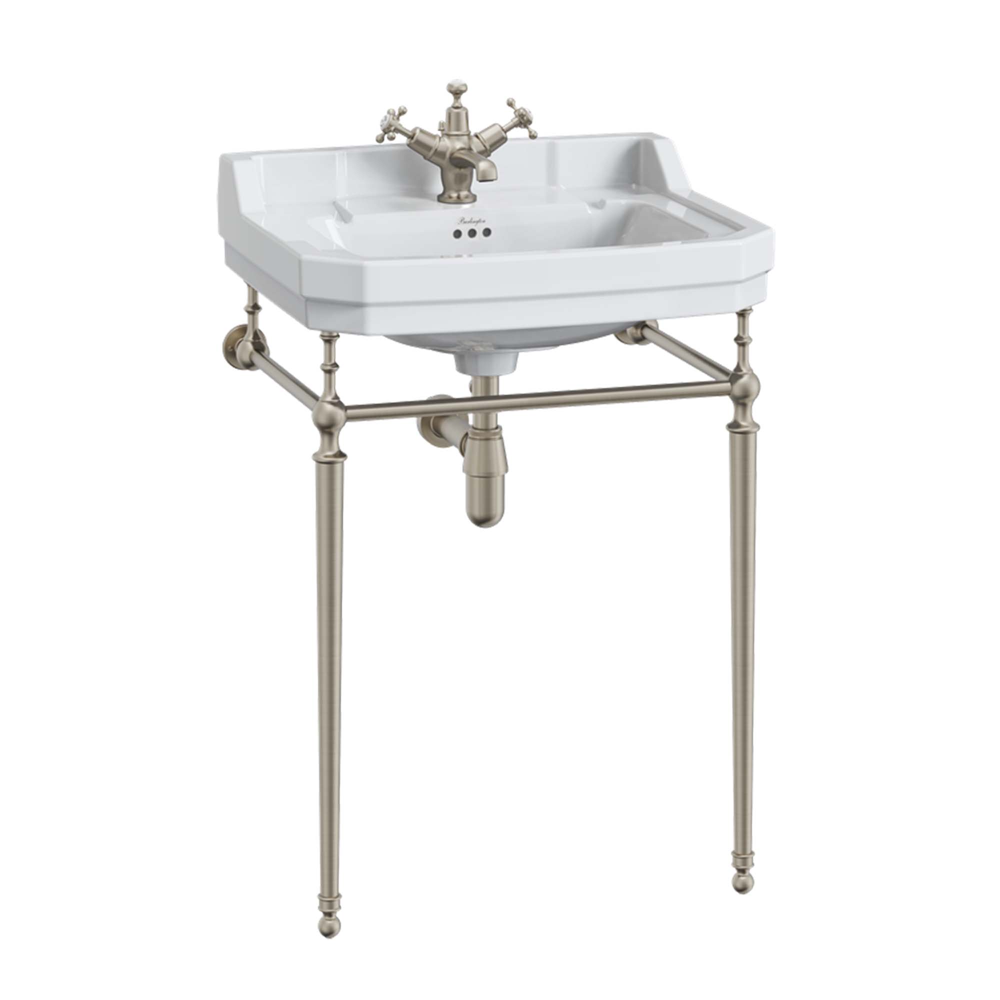 burlington edwardian 610 white rectangular basin with washstand brushed nickel