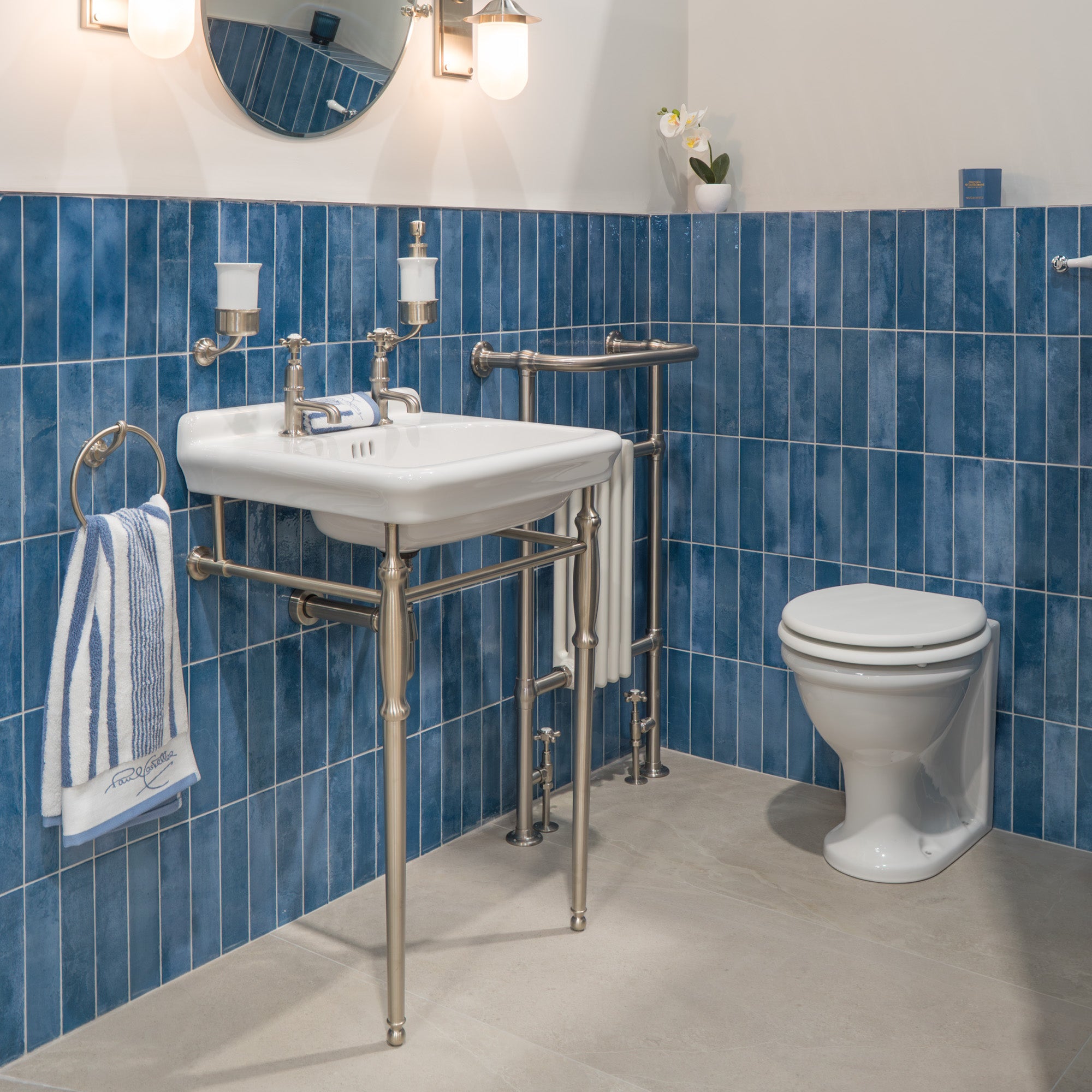 Burlington Guild White Rectangular Basin With Washstand