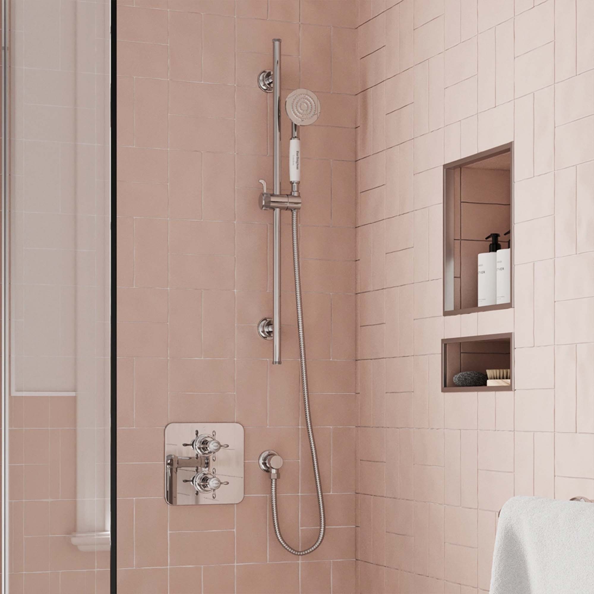 burlington guild thermostatic shower valve with slide rail handset chrome