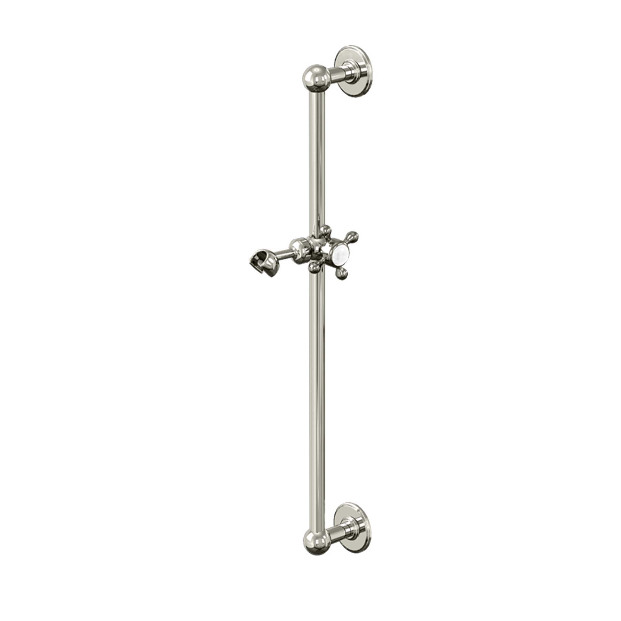 burlington slide rail with handset holder brushed nickel with white accent