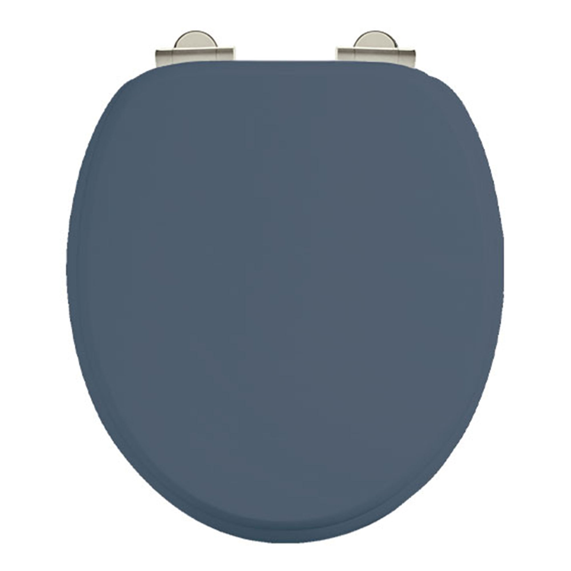 burlington traditional toilet seat with chrome soft close hinges matt blue