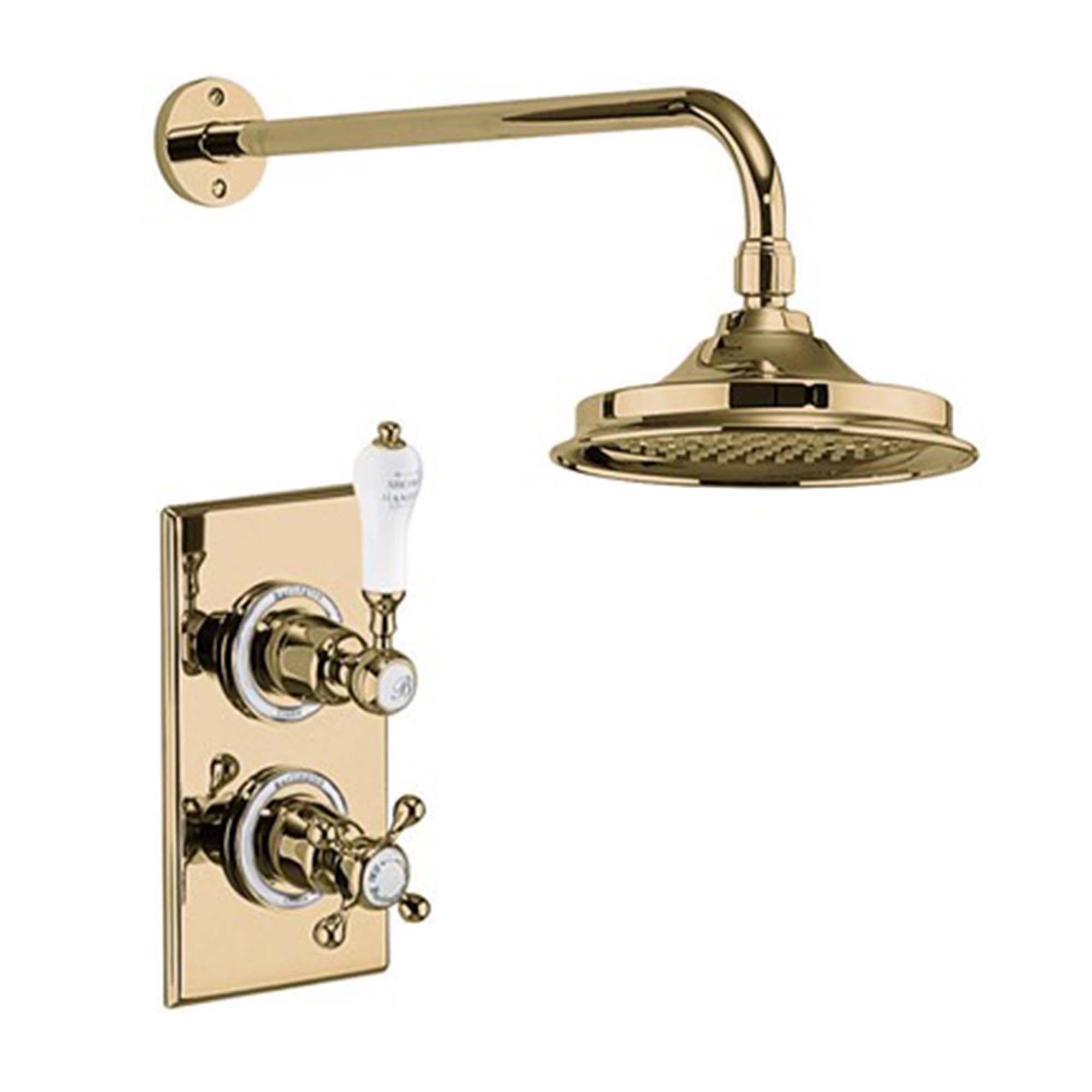 burlington trent thermostatic shower valve with fixed head gold