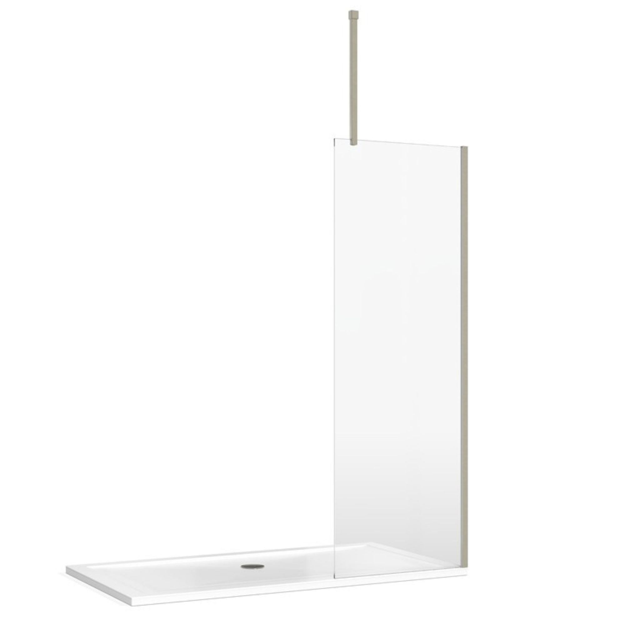 Burlington walk-in shower enclosure with ceiling bracing bar brushed nickel