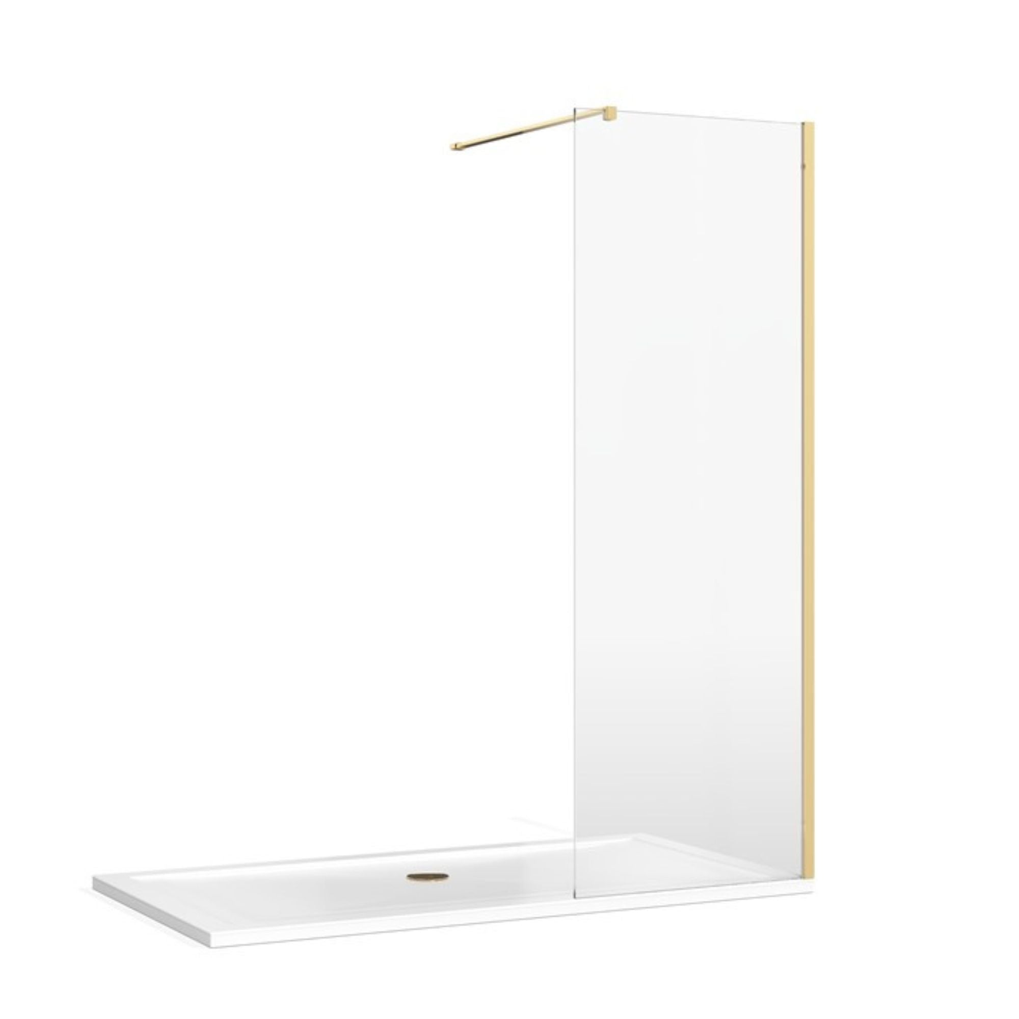 Burlington walk-in shower enclosure with wall bracing bar gold