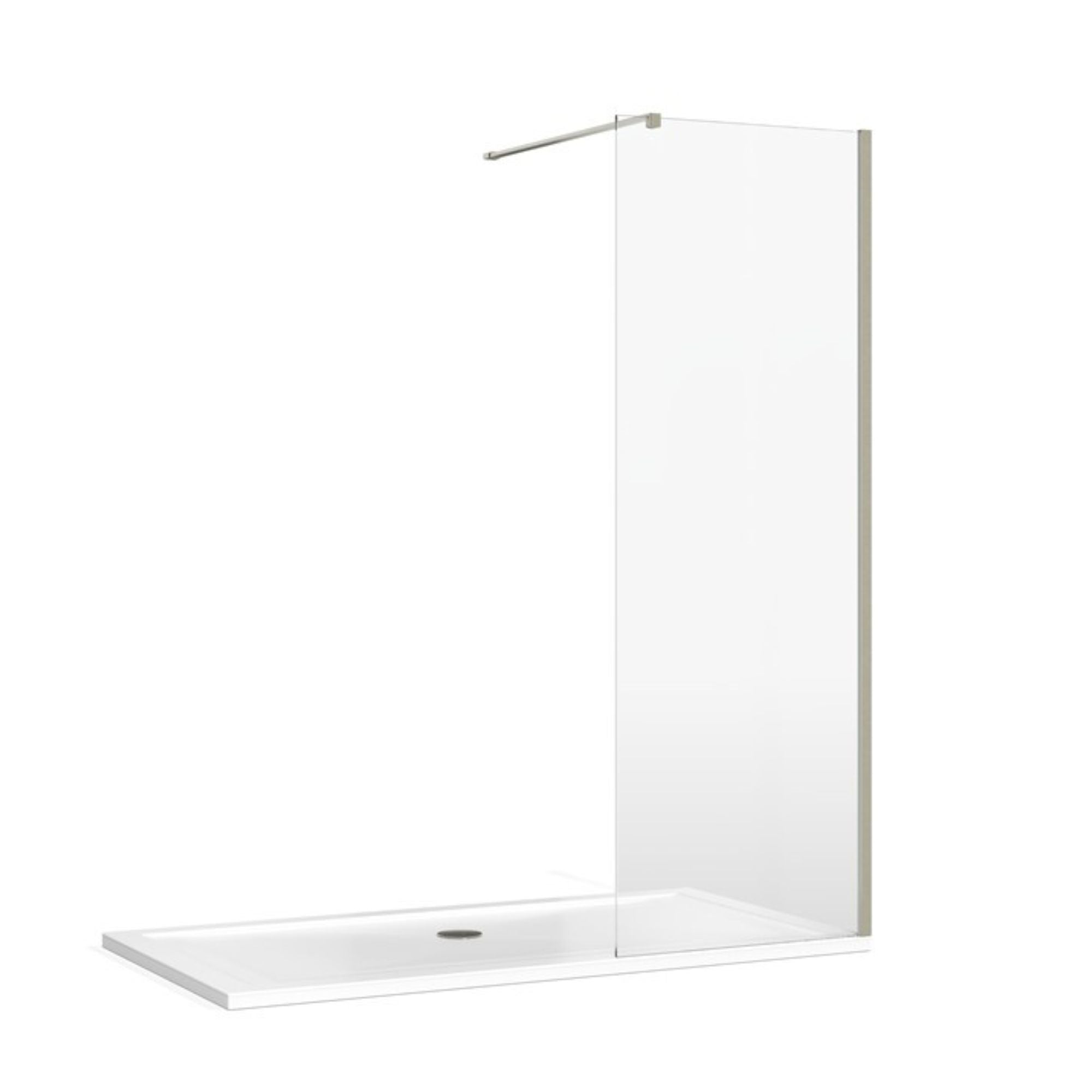 Burlington walk-in shower enclosure with wall bracing bar brushed nickel