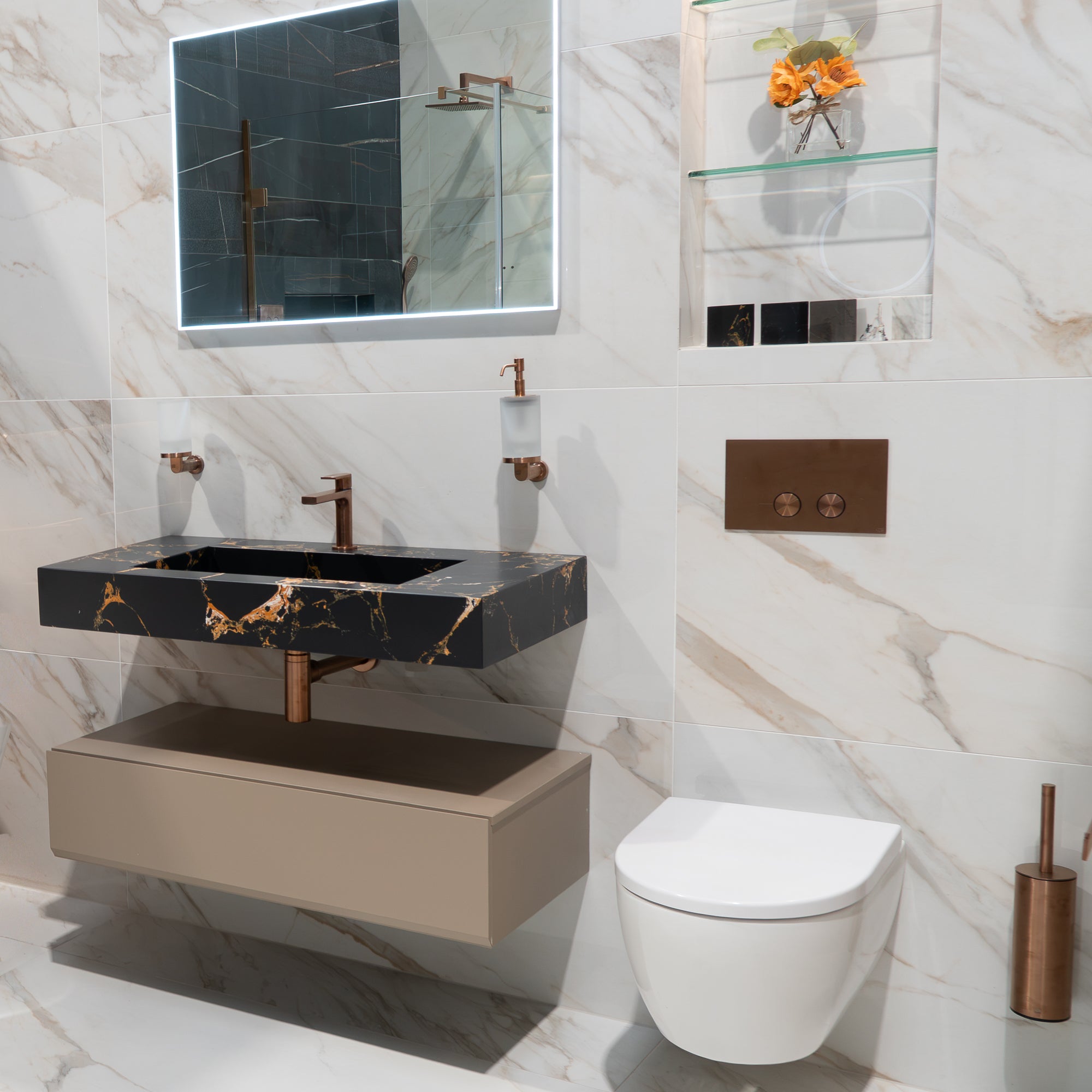 Deluxe Calacatta Oro Marble Effect Porcelain Tile 60x120cm Gloss