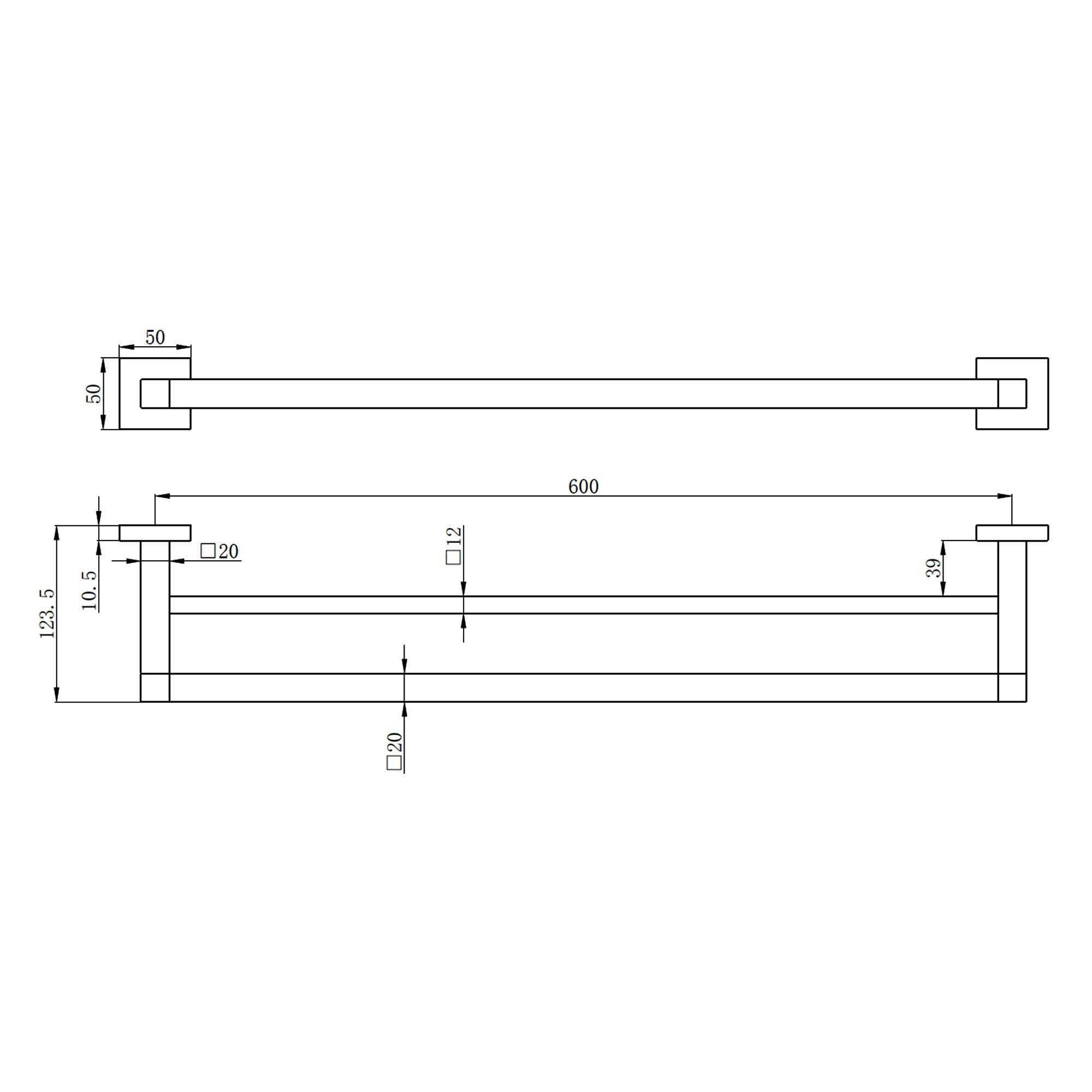 Camden Square Double Towel Rail Dimensions