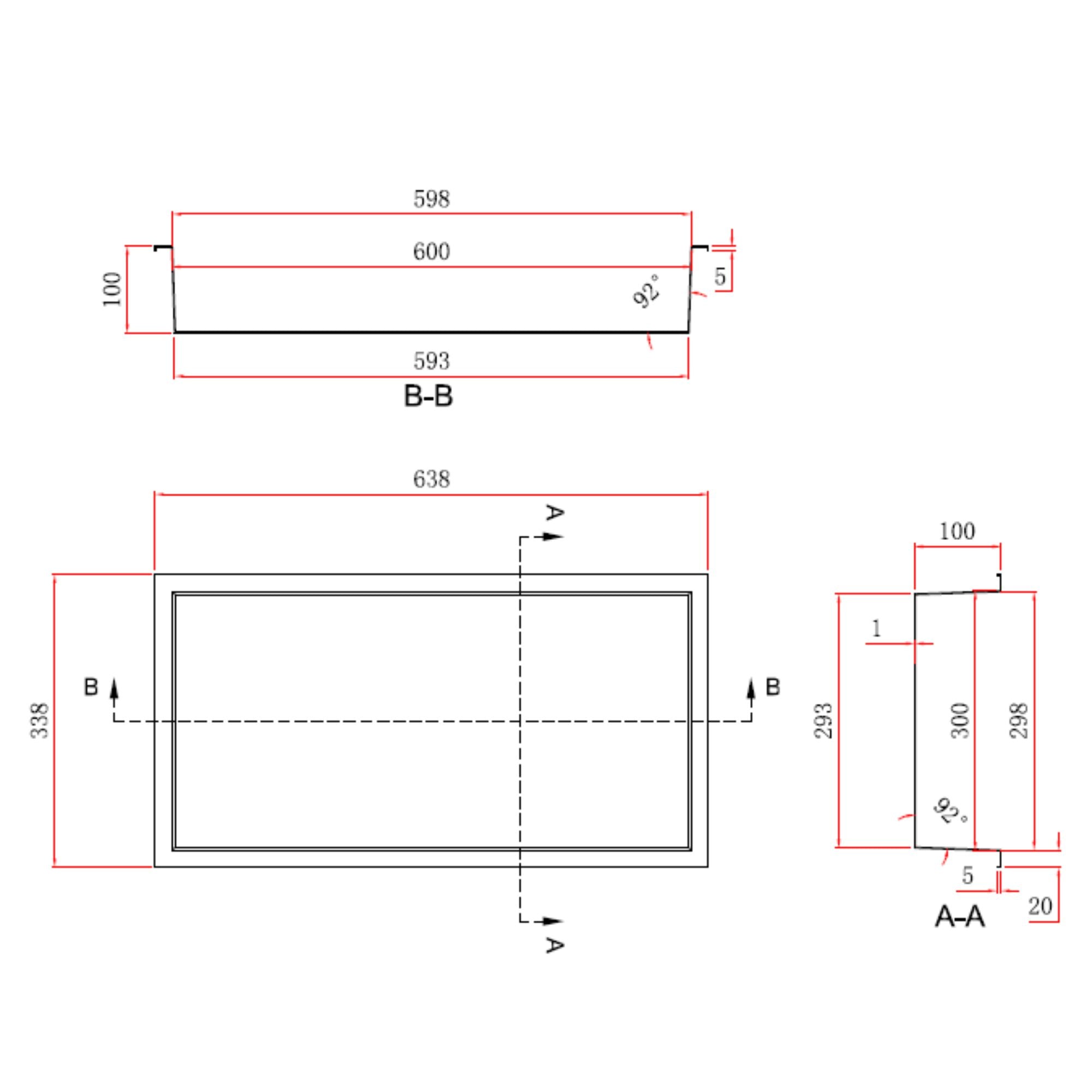 Camden Shower Niche 600x300 Size