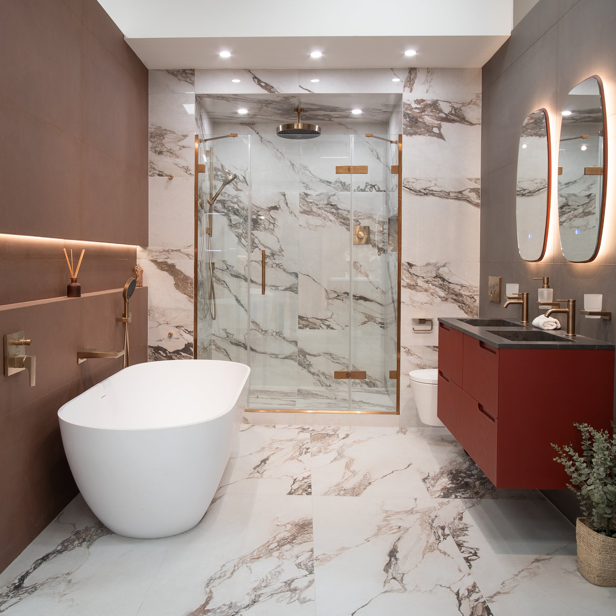 Charm Experience Calacatta Pink Marble Effect Porcelain Tile 60x120cm Polished