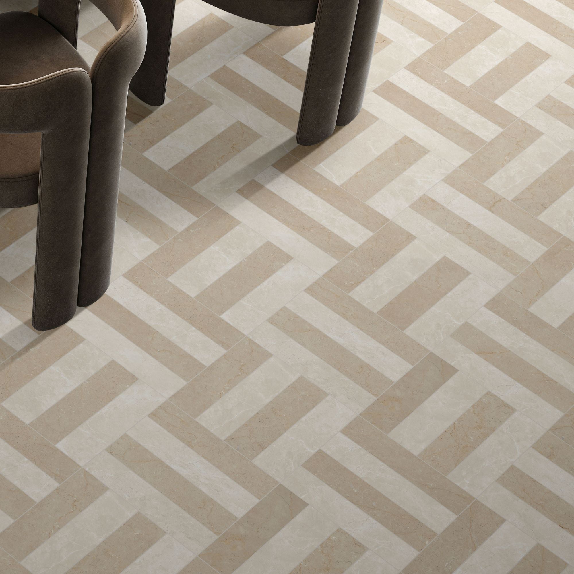 Chester Marfil Marble Effect Porcelain Tile 7.5x30cm Matt Deluxe Bathrooms