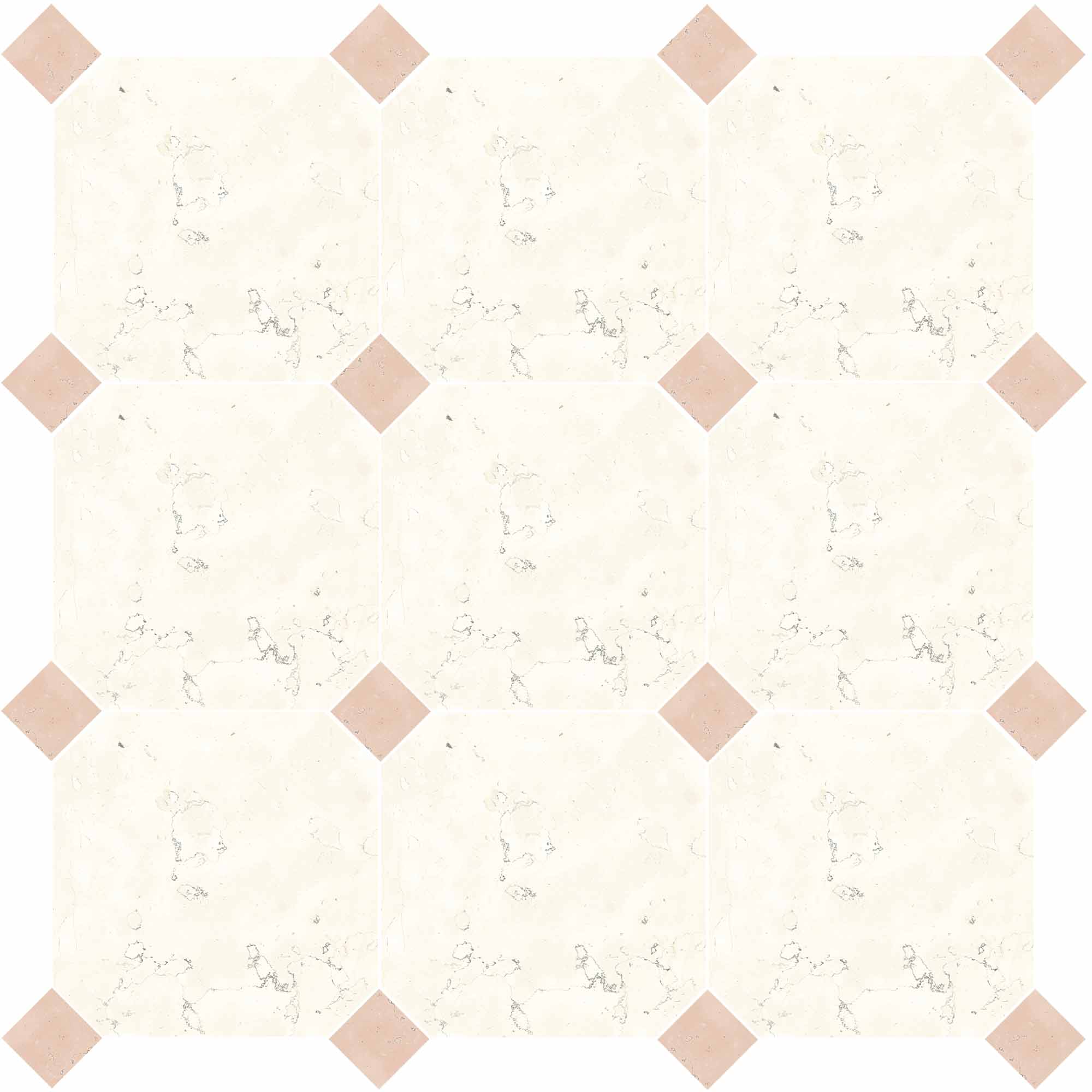 chester octagona bianco di asiago and taco rosa perlino marble effect porcelain tile