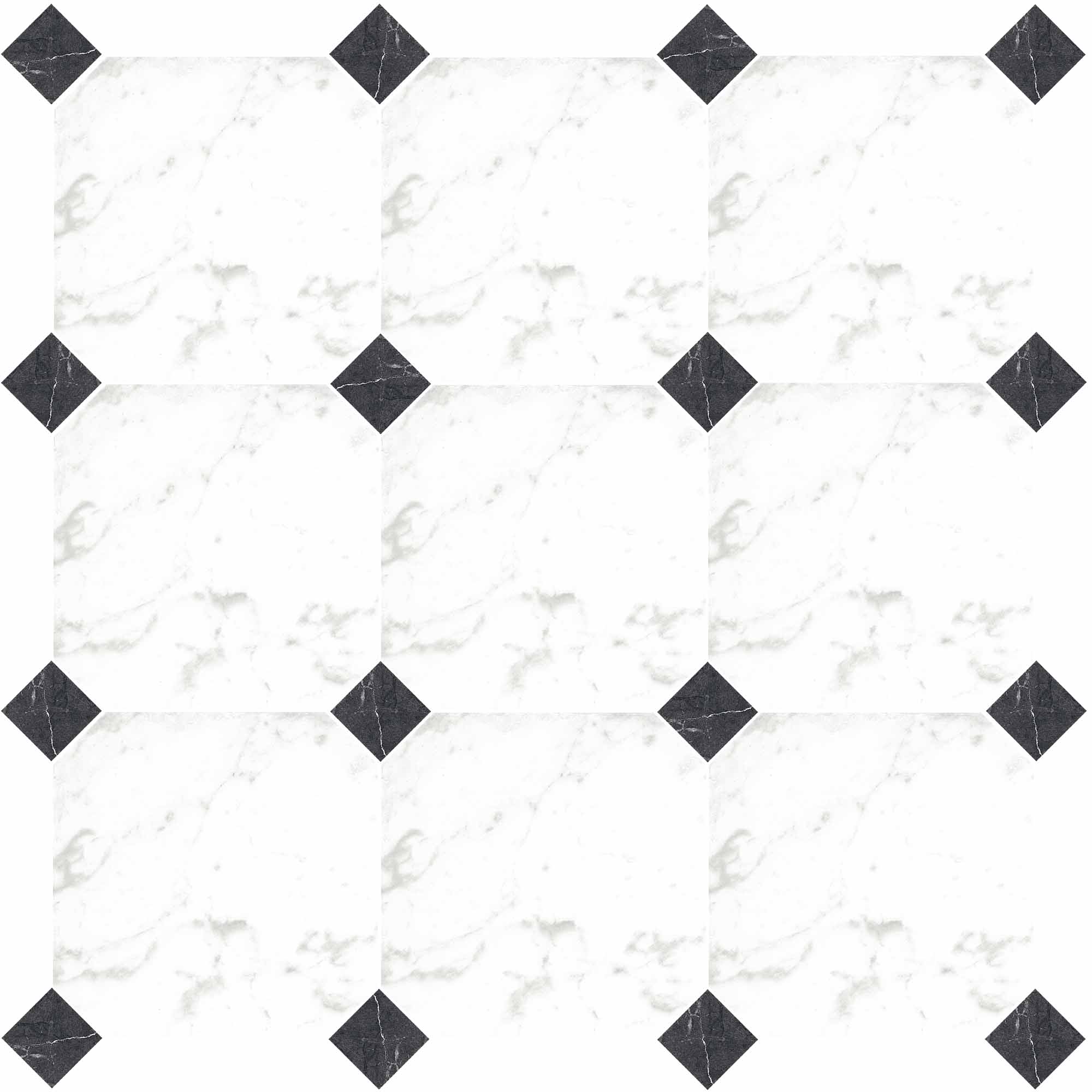 chester ottagona carrara and taco nero marquina marble effect porcelain tile