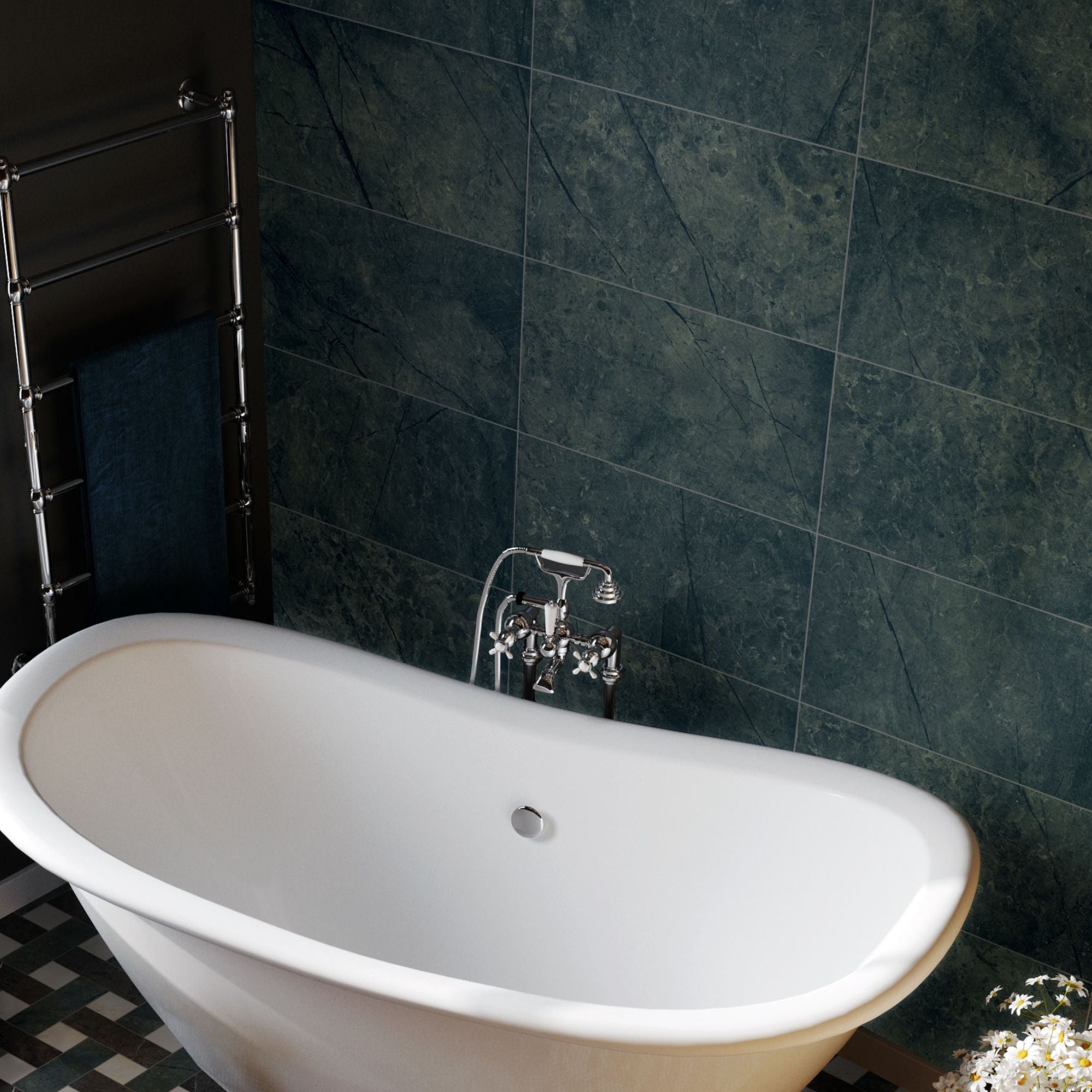 Chester Verde Guatemala Marble Effect Porcelain Tile 30x60cm Matt Deluxe Bathrooms