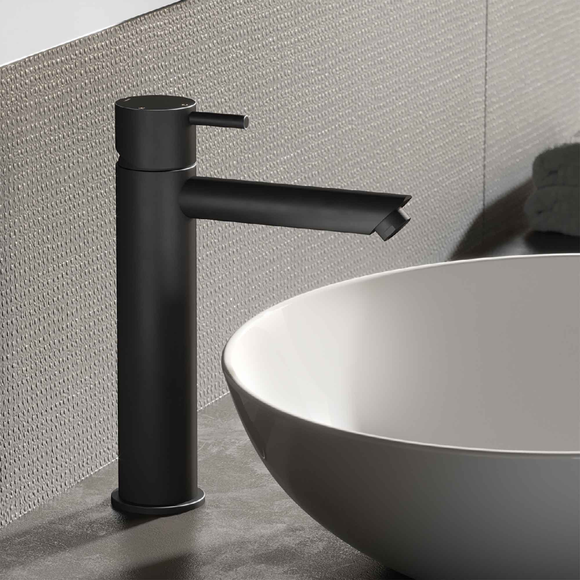 cobber 216mm basin mixer tap monobloc straight spout matt black