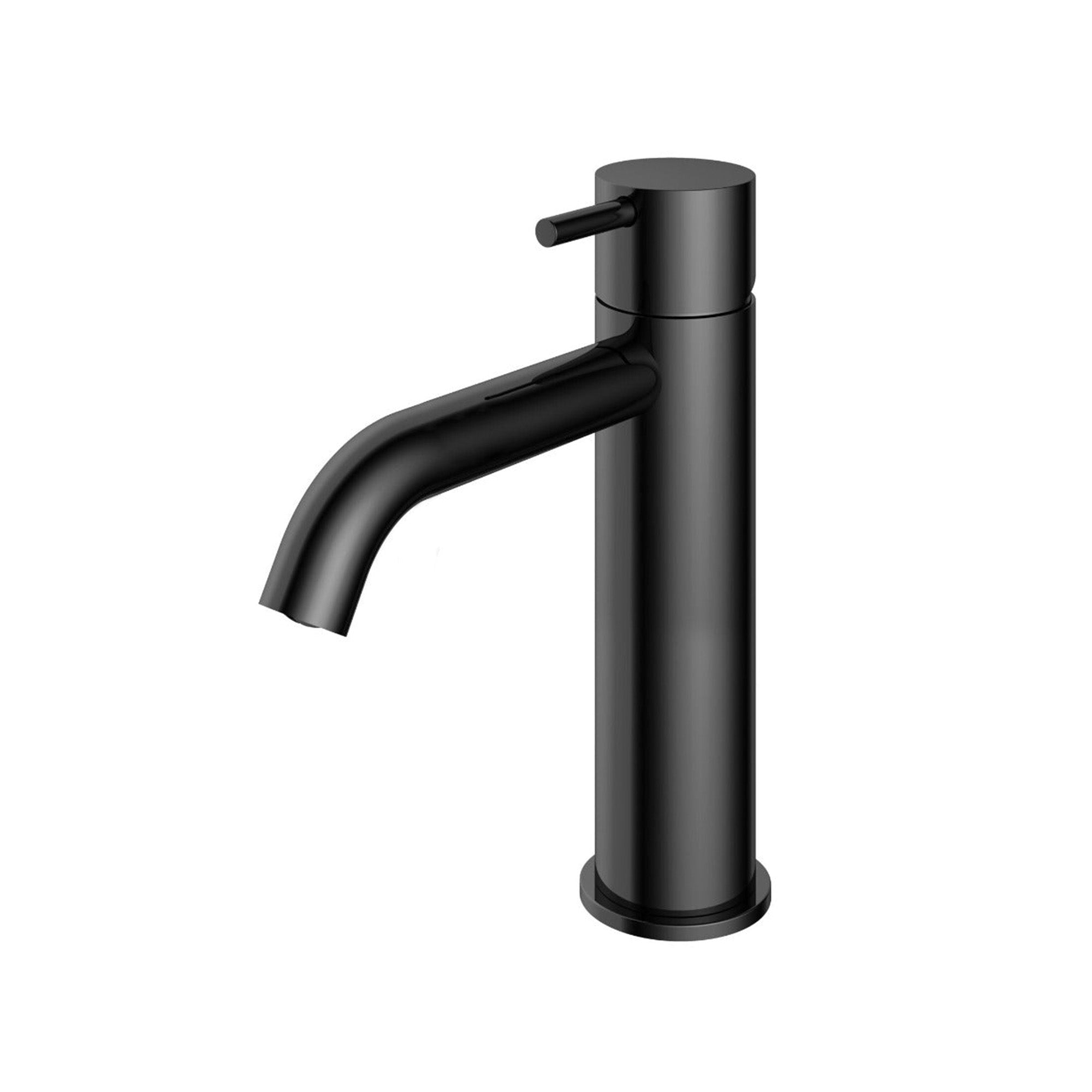 cobber 216mm tall basin mixer tap monobloc curved spout black chrome