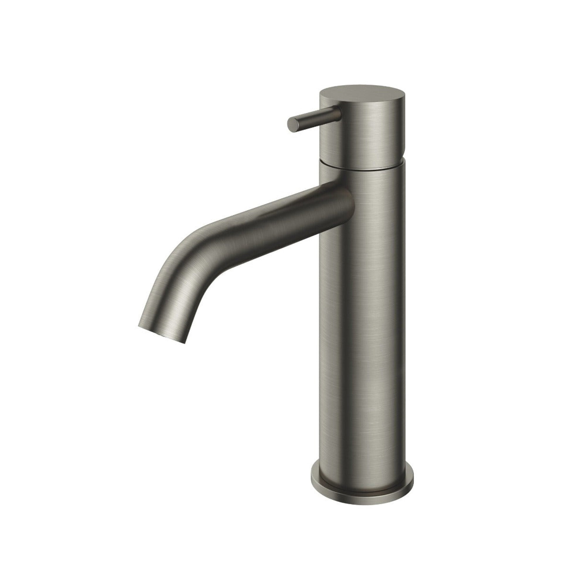 cobber 216mm tall basin mixer tap monobloc curved spout brushed nickel