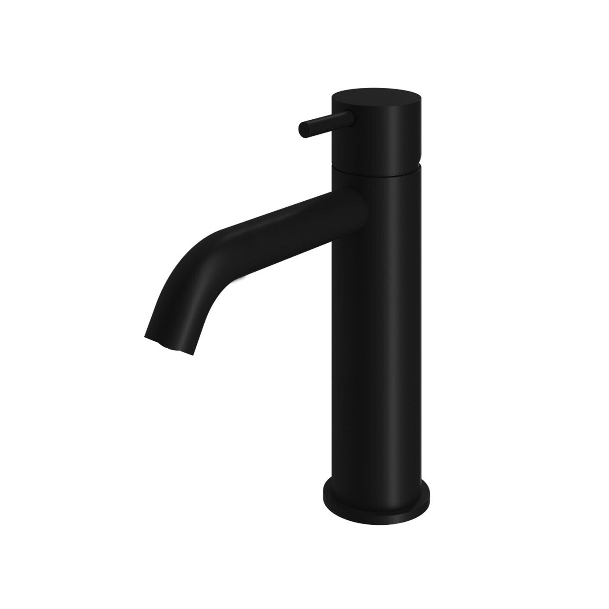 cobber 216mm tall basin mixer tap monobloc curved spout matt black
