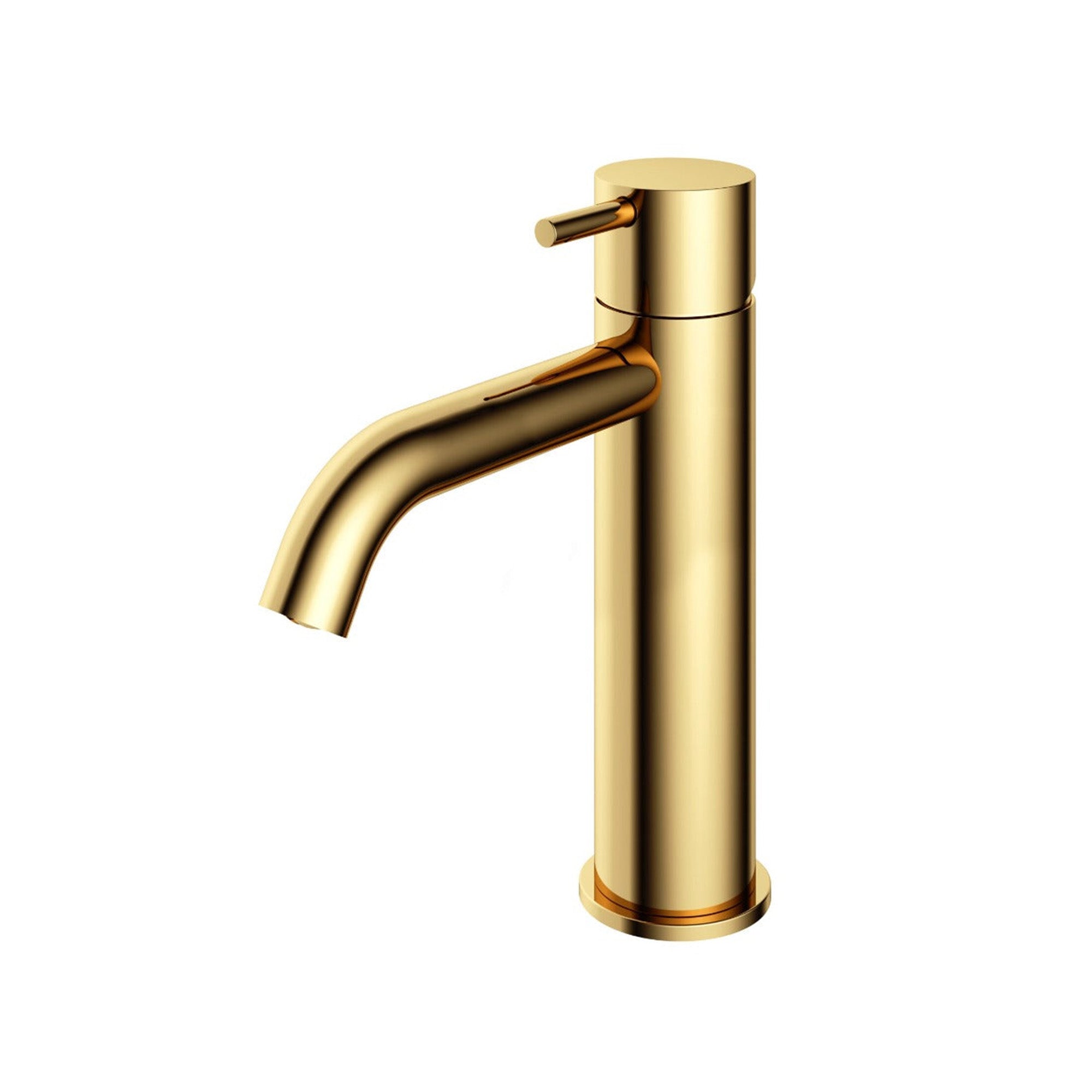 cobber 216mm tall basin mixer tap monobloc curved spout natural brass pvd