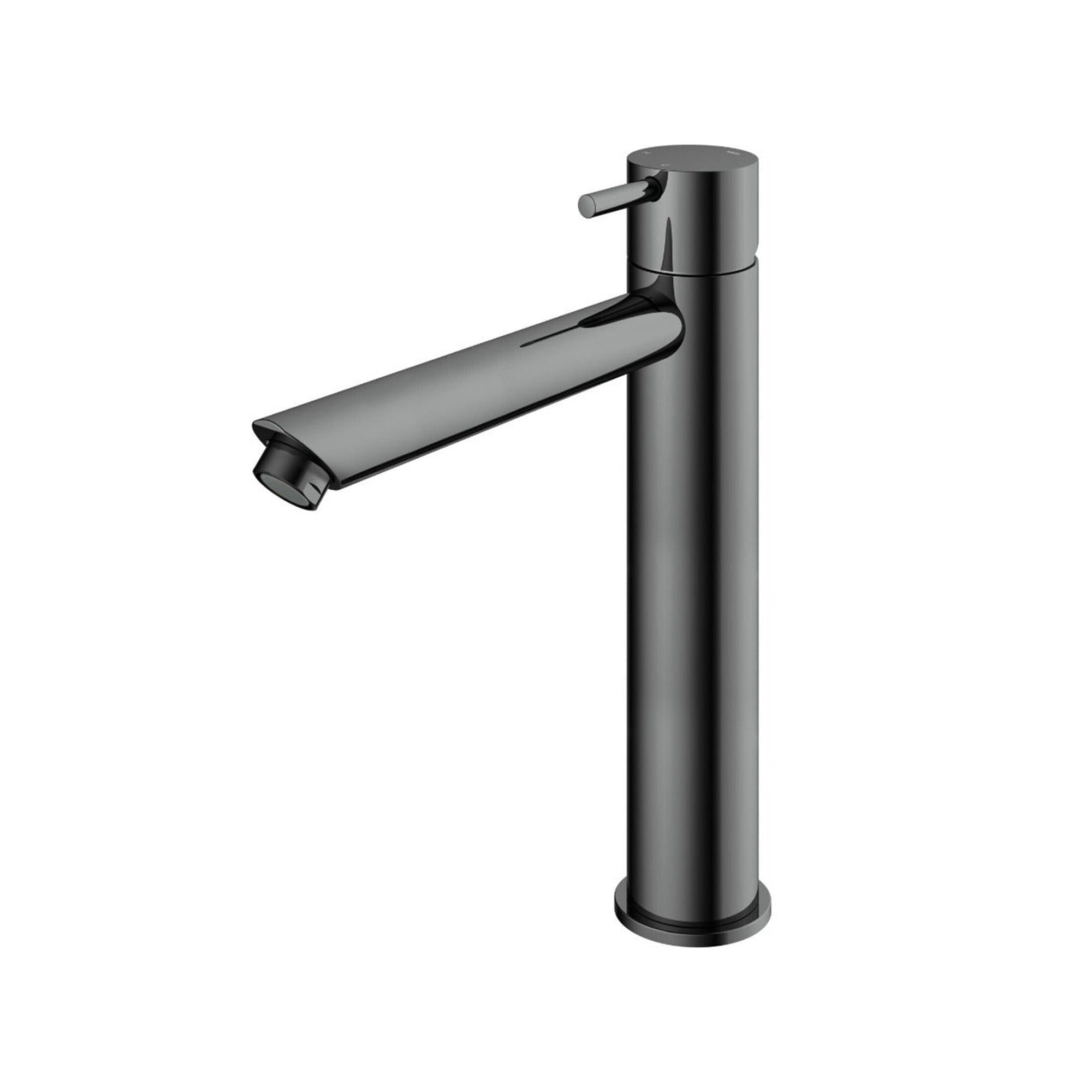 cobber 286mm tall basin mixer tap monobloc straight spout black chrome
