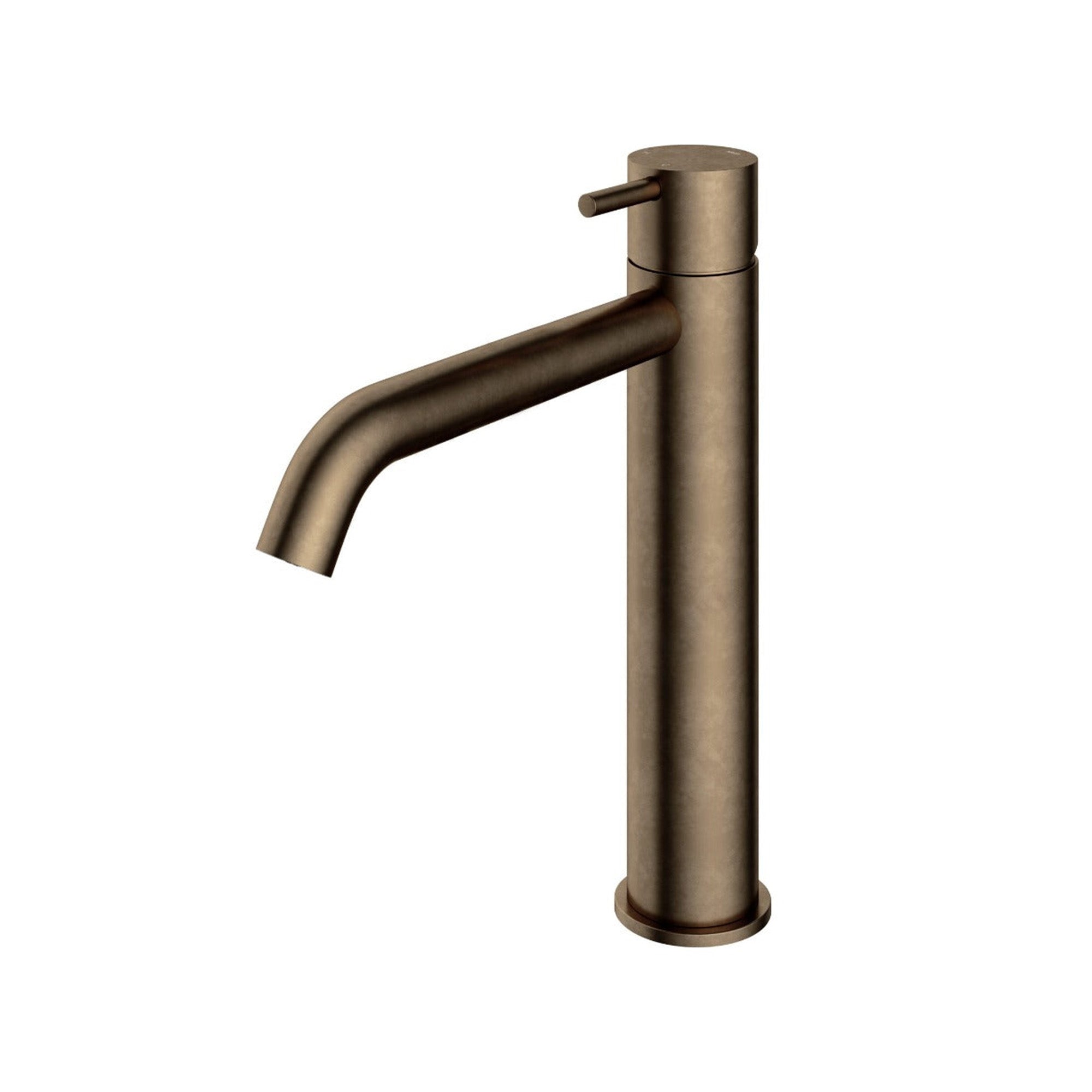 cobber 286mm tall basin-mixer tap monobloc curved spout aged brass