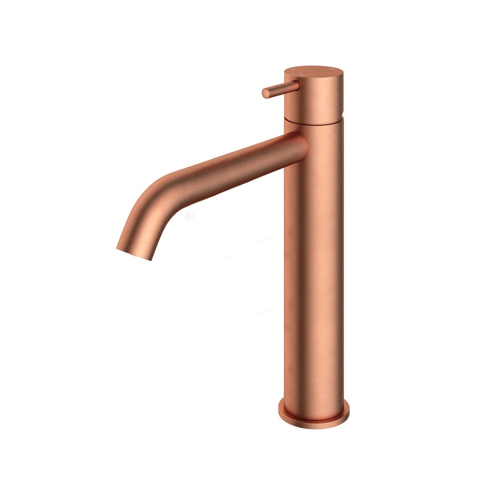 cobber 286mm tall basin-mixer tap monobloc curved spout brushed copper pvd