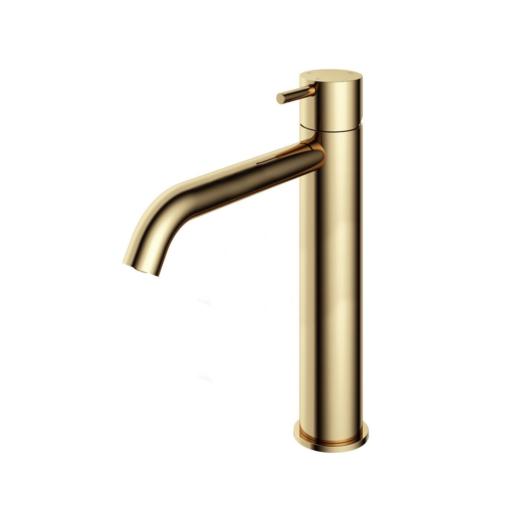 cobber 286mm tall basin-mixer tap monobloc curved spout natural brass