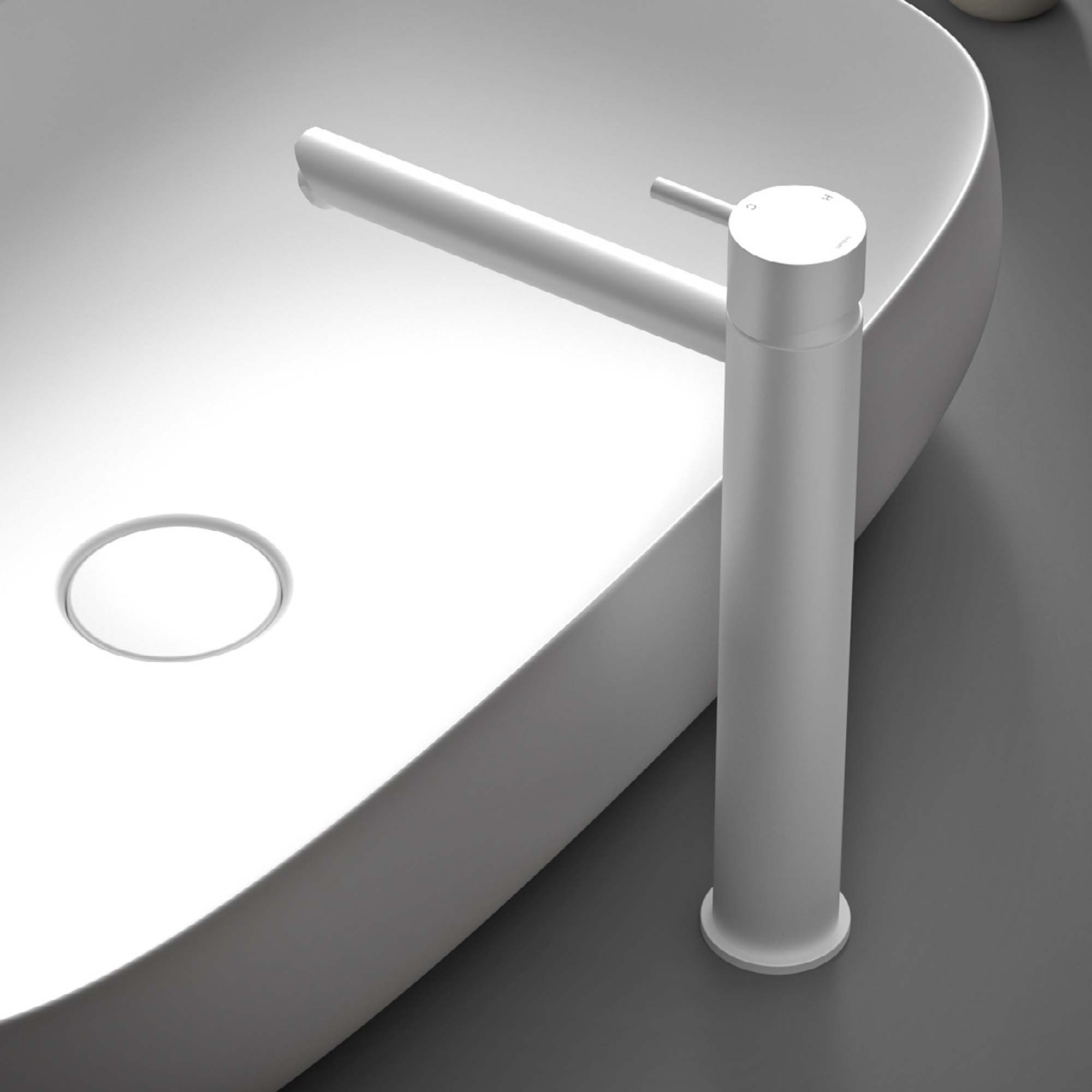 cobber 286mm tall basin mixer tap monobloc matt white