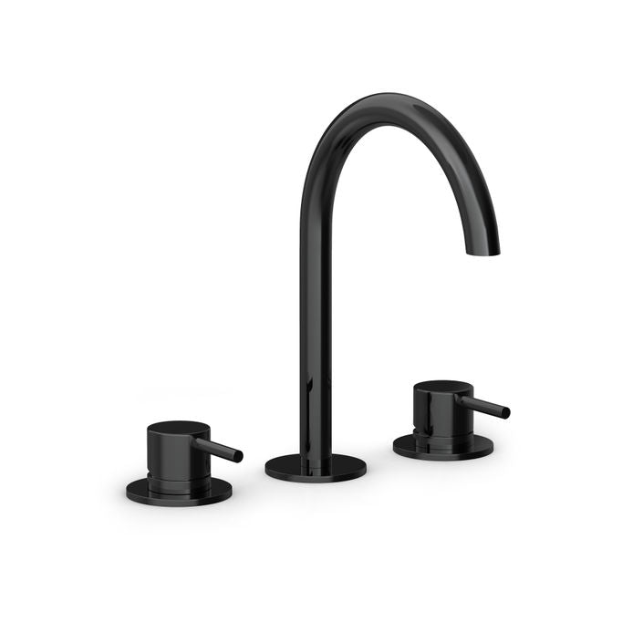 cobber 3 hole deck mounted basin mixer polished black pvd