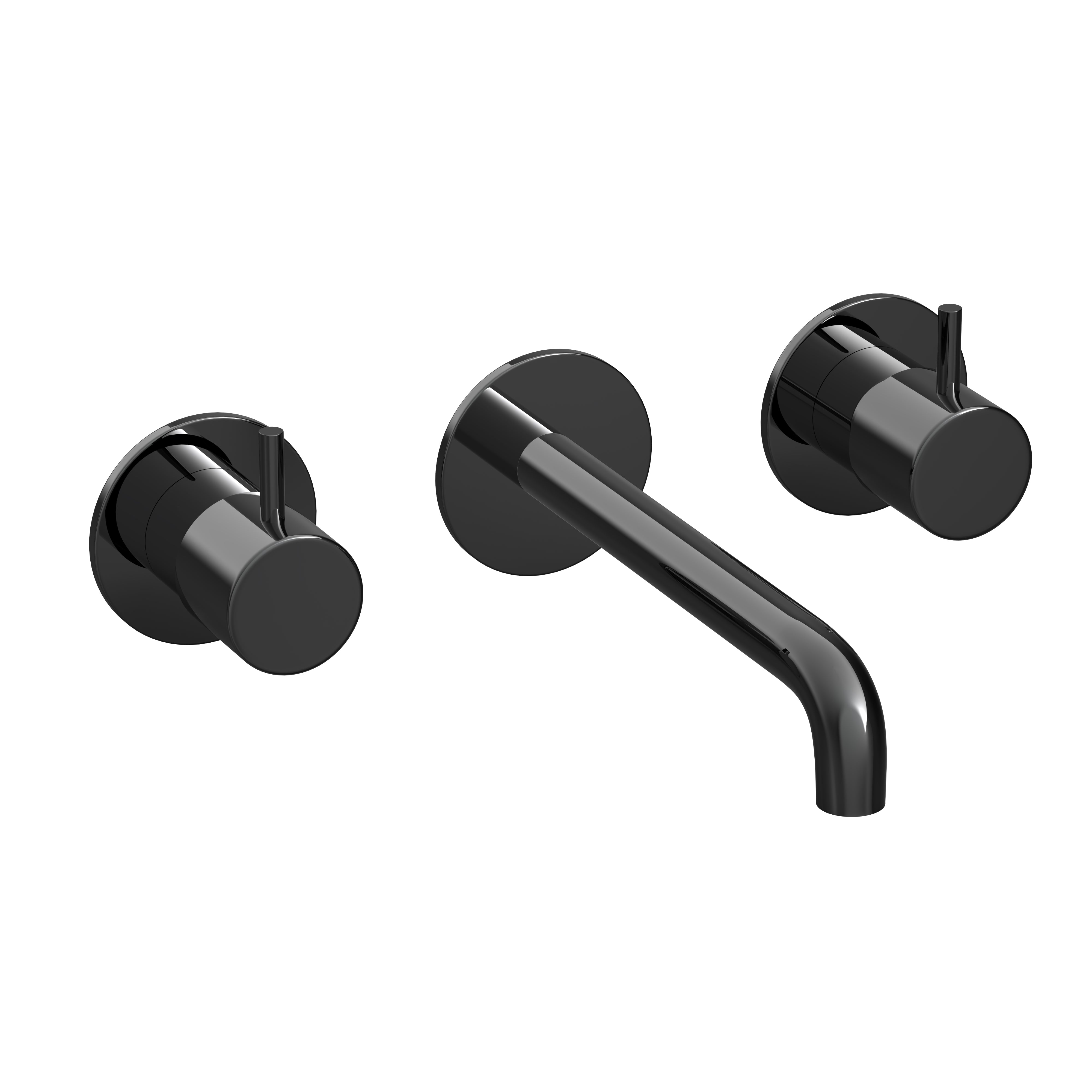 cobber 3 hole wall mounted basin mixer polished black pvd