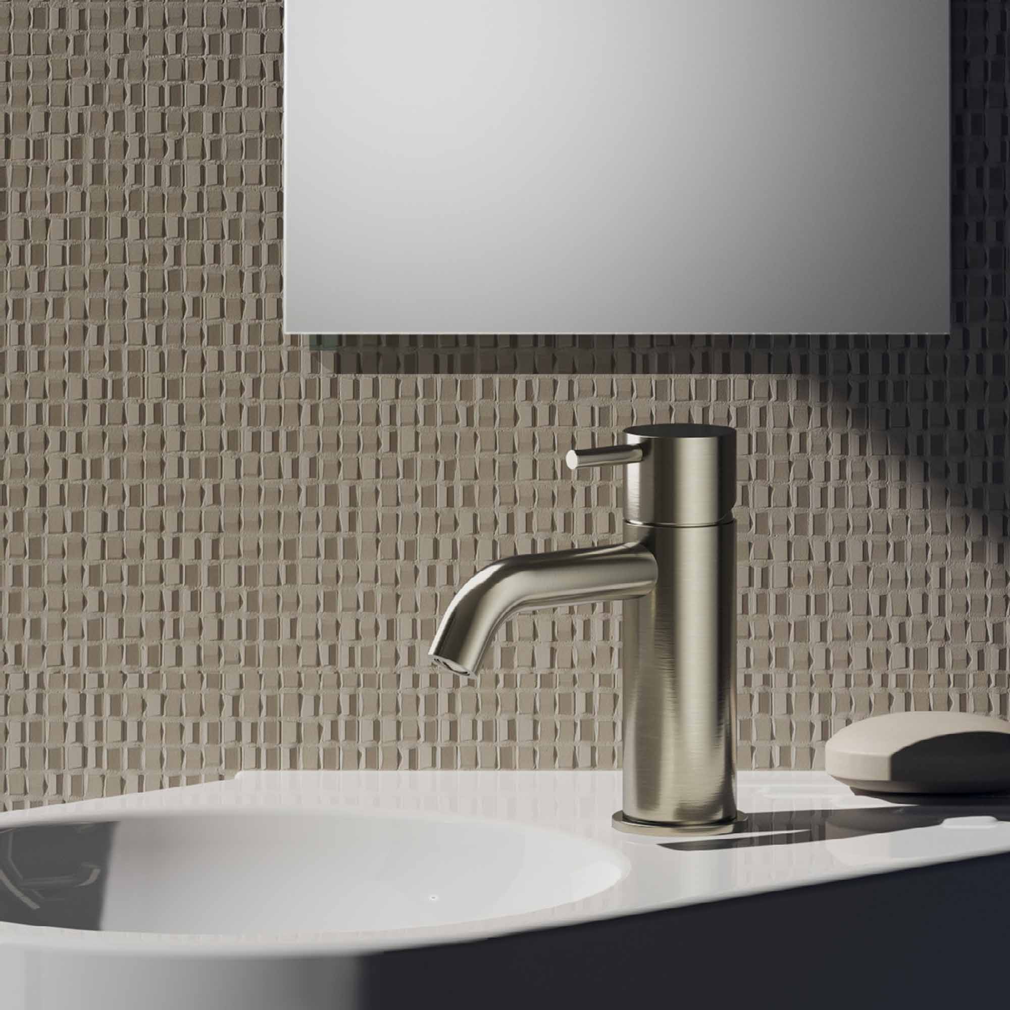 cobber basin mixer tap monobloc curved spout brushed nickel