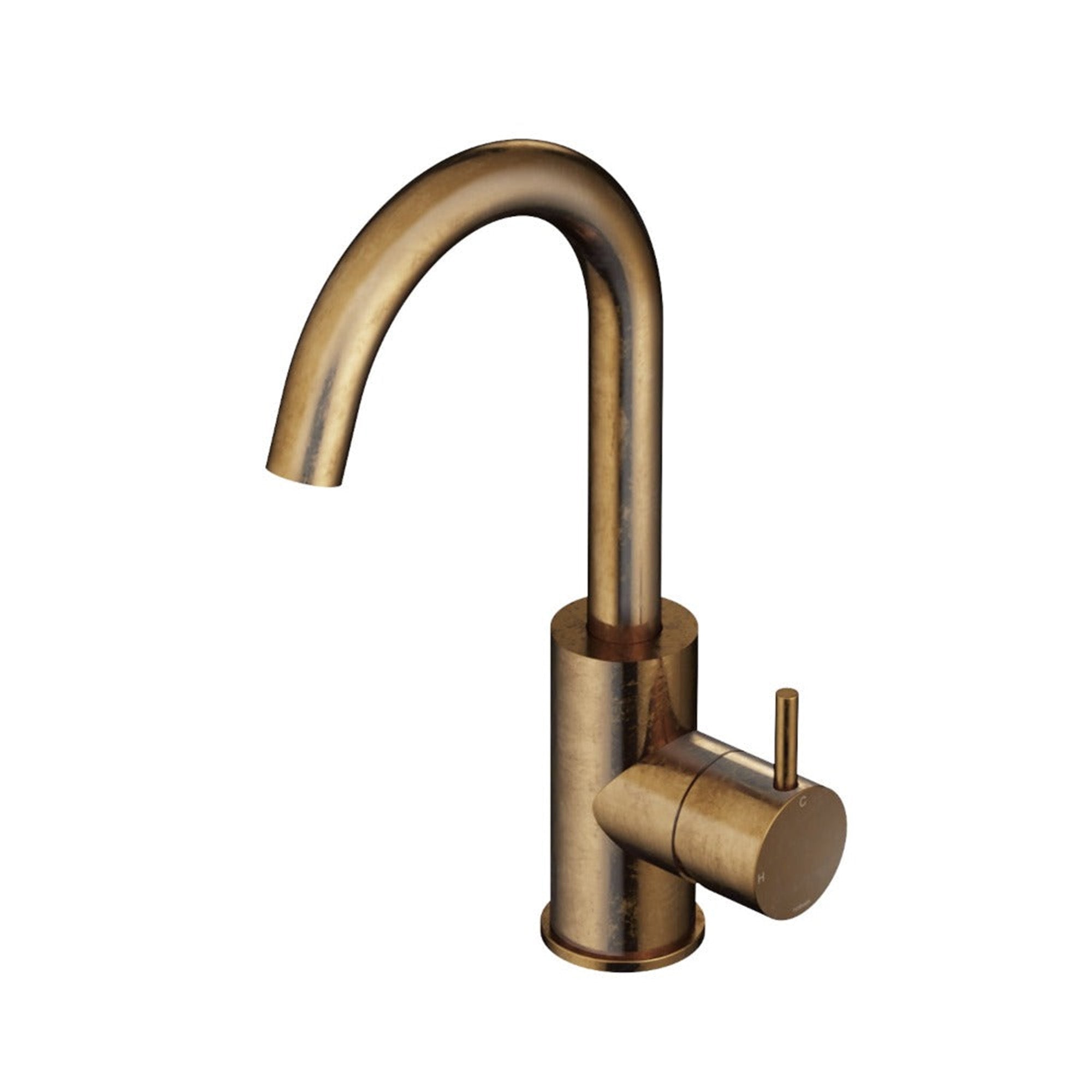 cobber highneck basin mixer aged brass