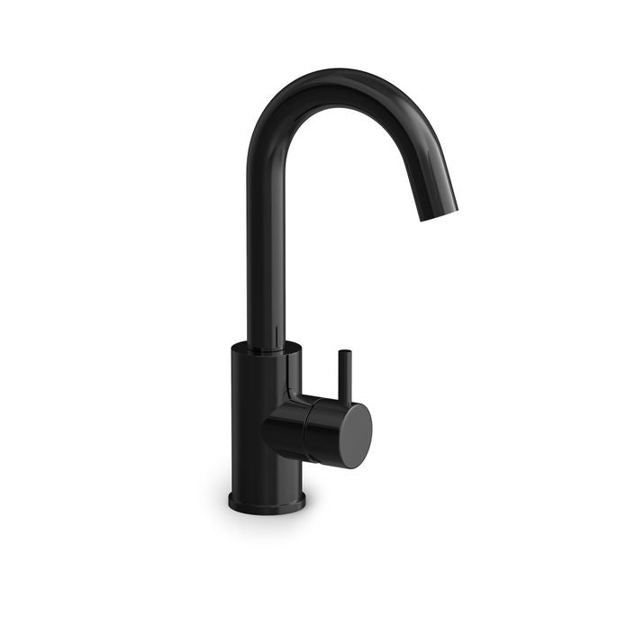 cobber highneck basin mixer polished black pvd