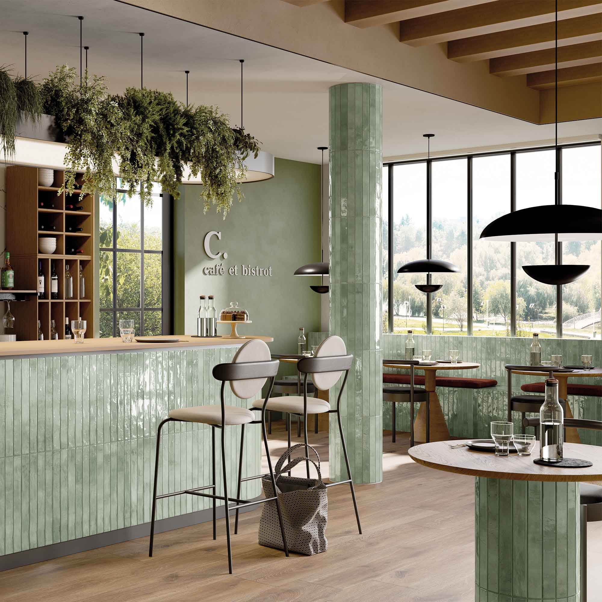 colours aquamarina porcelain wall tile 4.8x45cm gloss