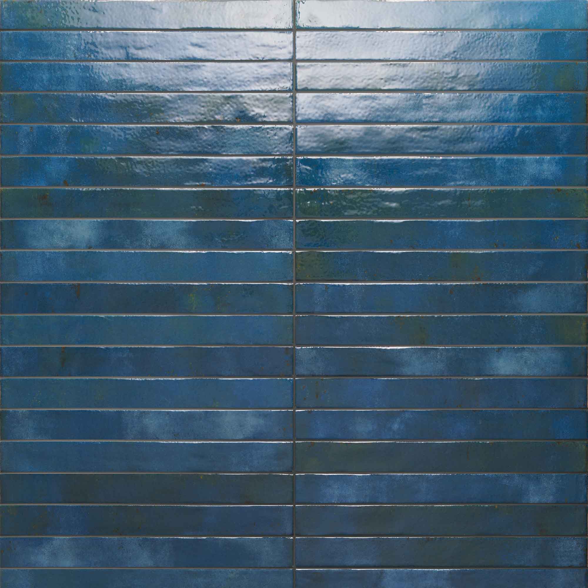 colours blue porcelain wall tile 4.8x45cm gloss