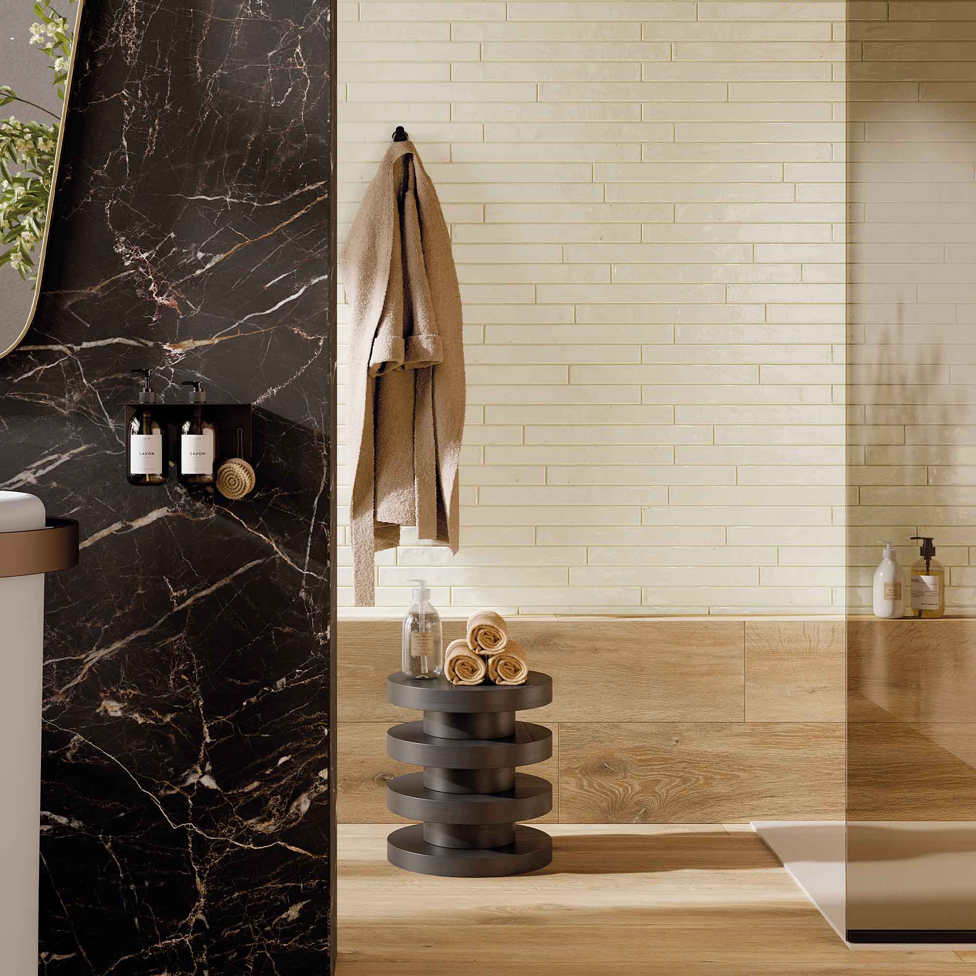 colours ivory porcelain wall tile 4.8x45cm gloss