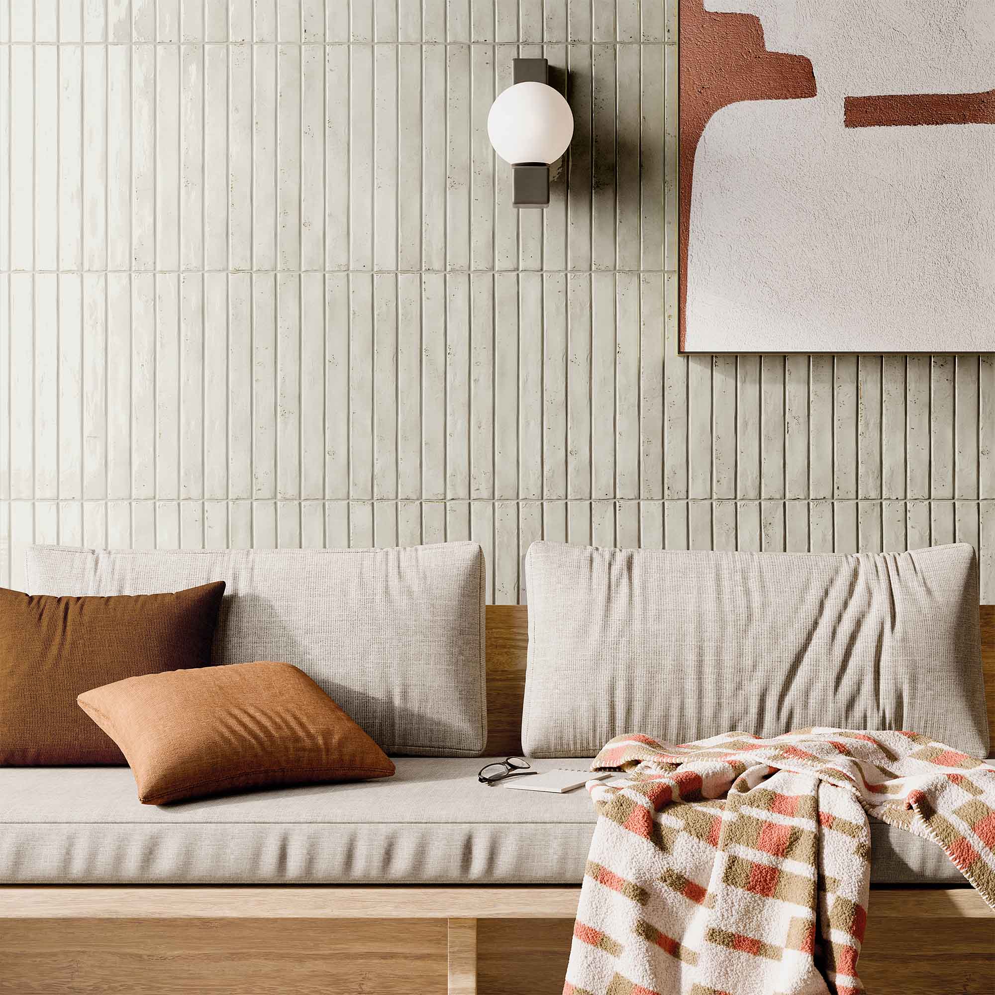 colours light grey porcelain wall tile 4.8x45cm gloss