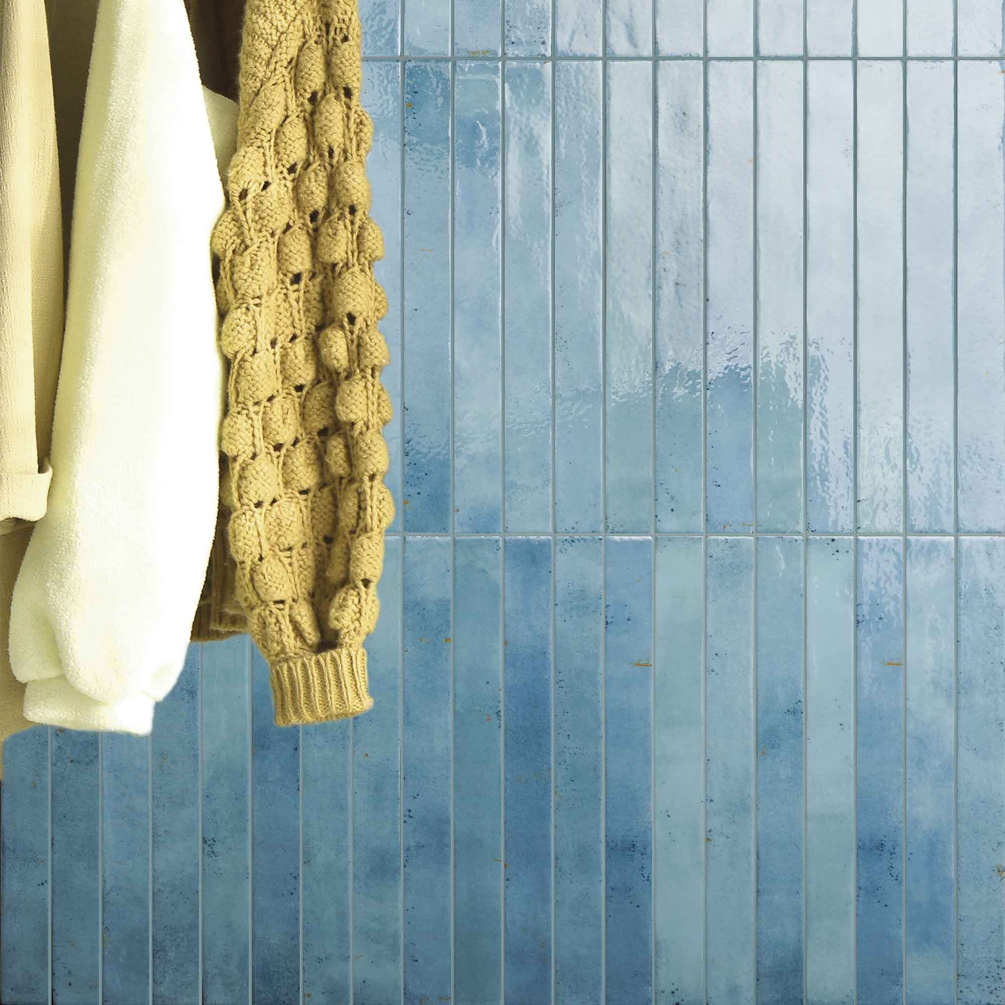 colours sky porcelain wall tile 4.8x45cm gloss