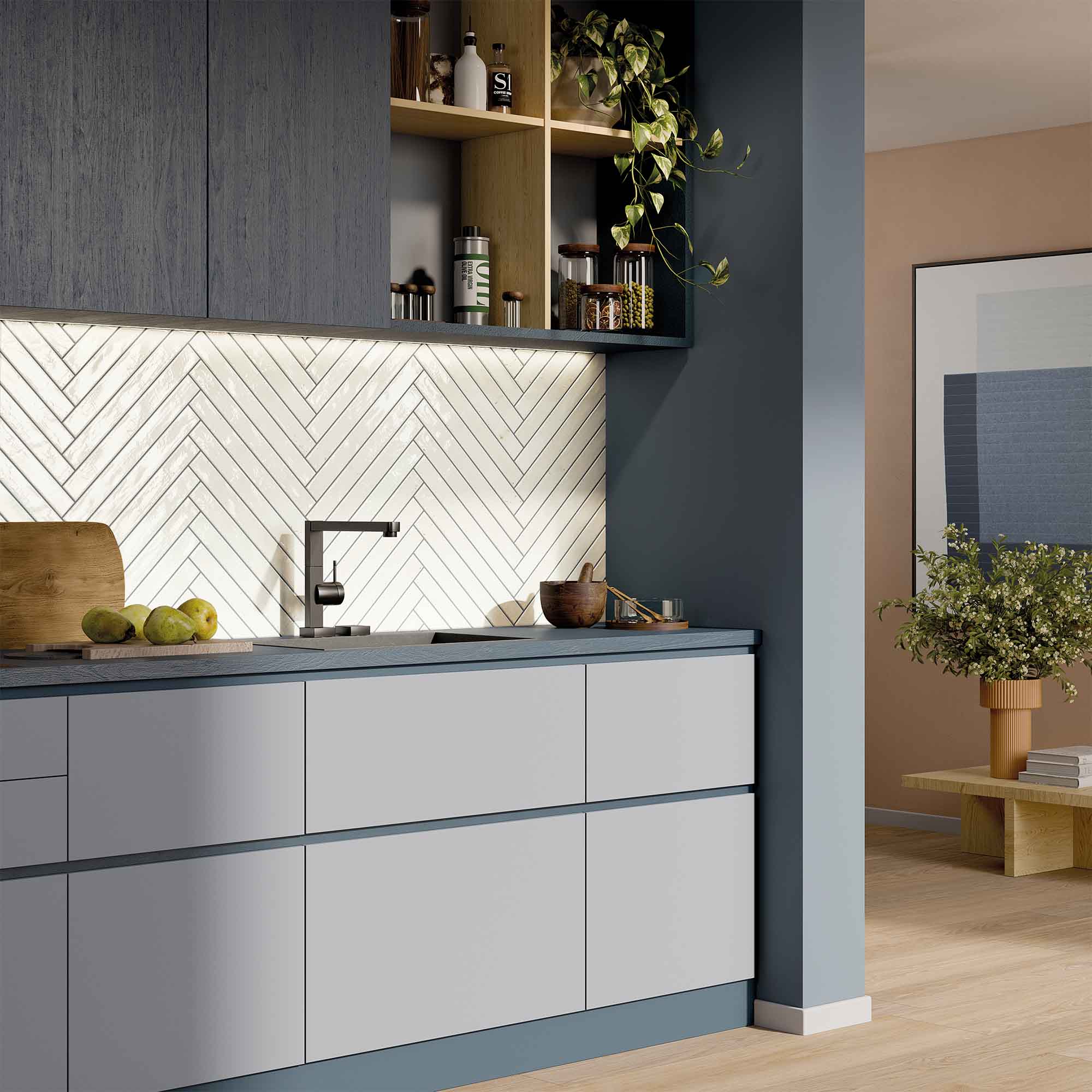 colours white porcelain wall tile 4.8x45cm gloss