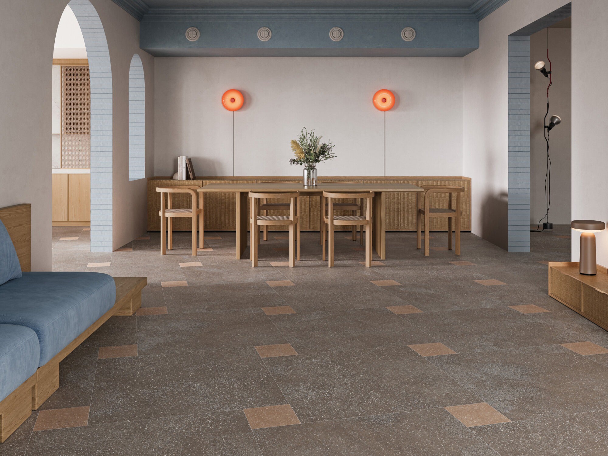 cosmos clay shaped terrazzo effect porcelain tile 22x22cm