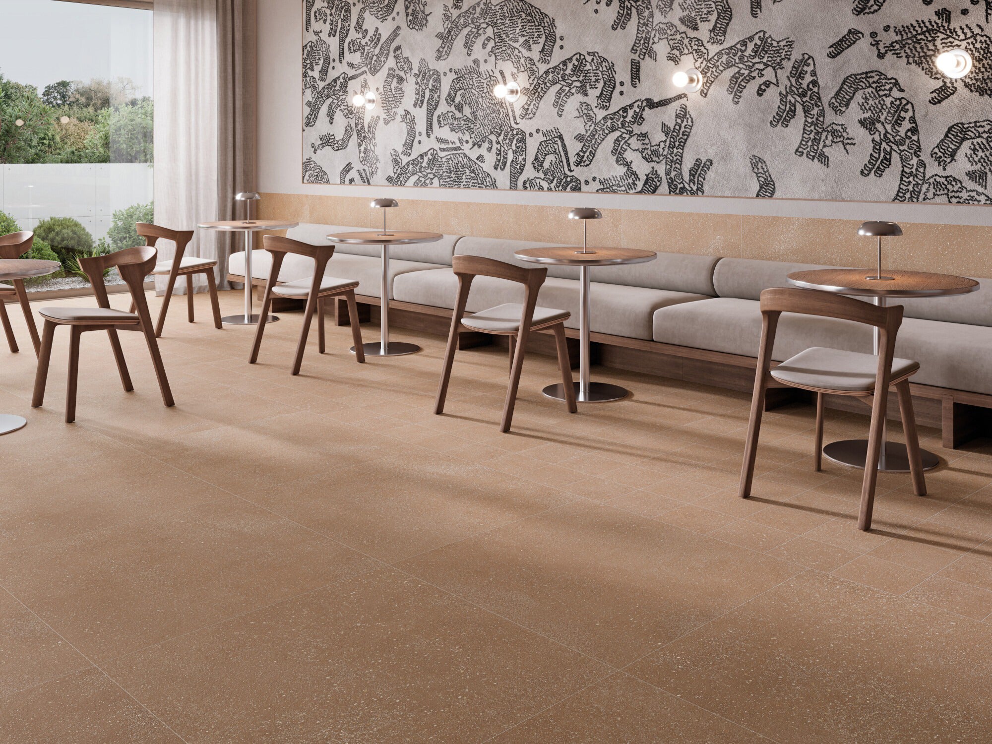cosmos clay shaped terrazzo effect porcelain tile 90x90cm