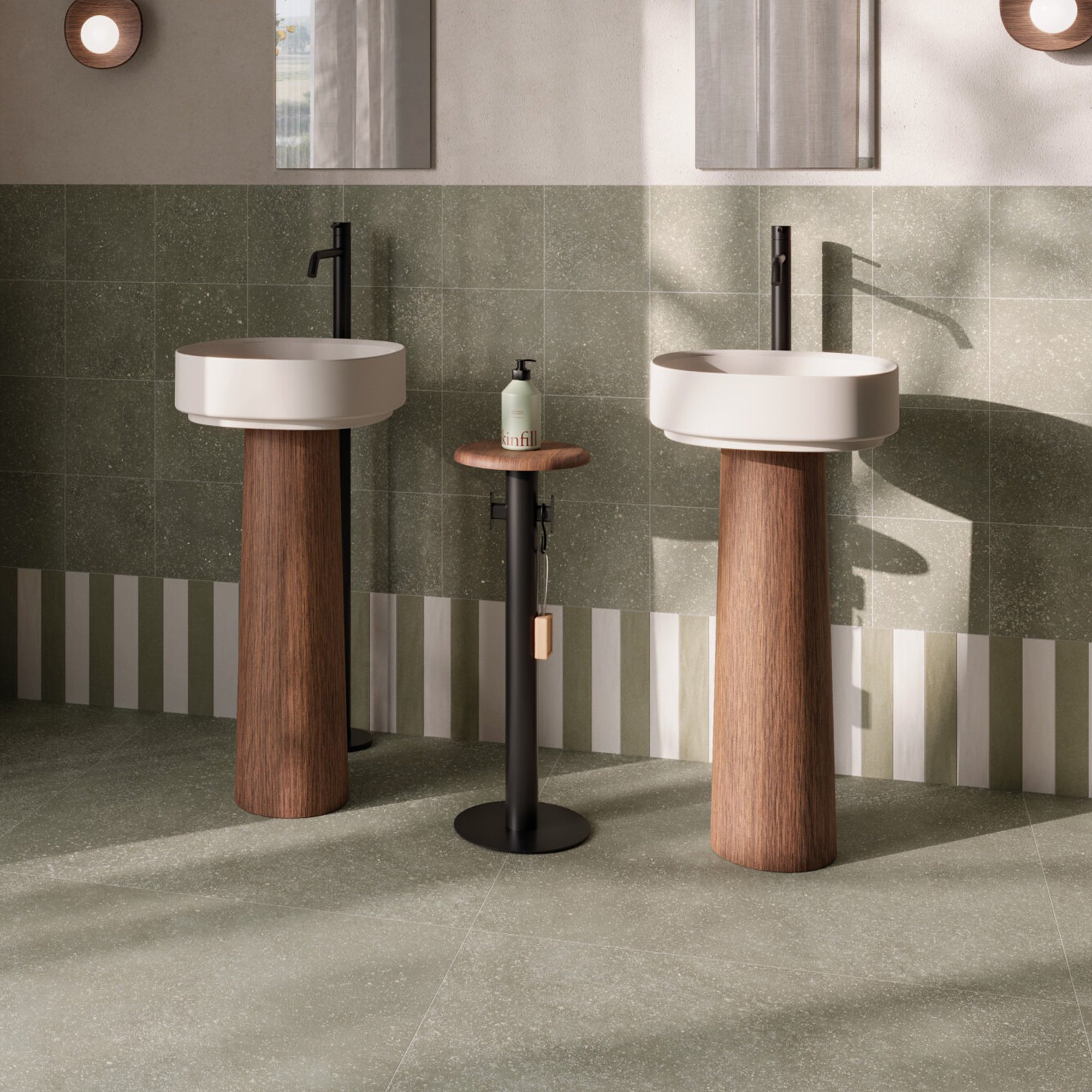 cosmos green shaped terrazzo effect porcelain tile 22x22cm lifestyle