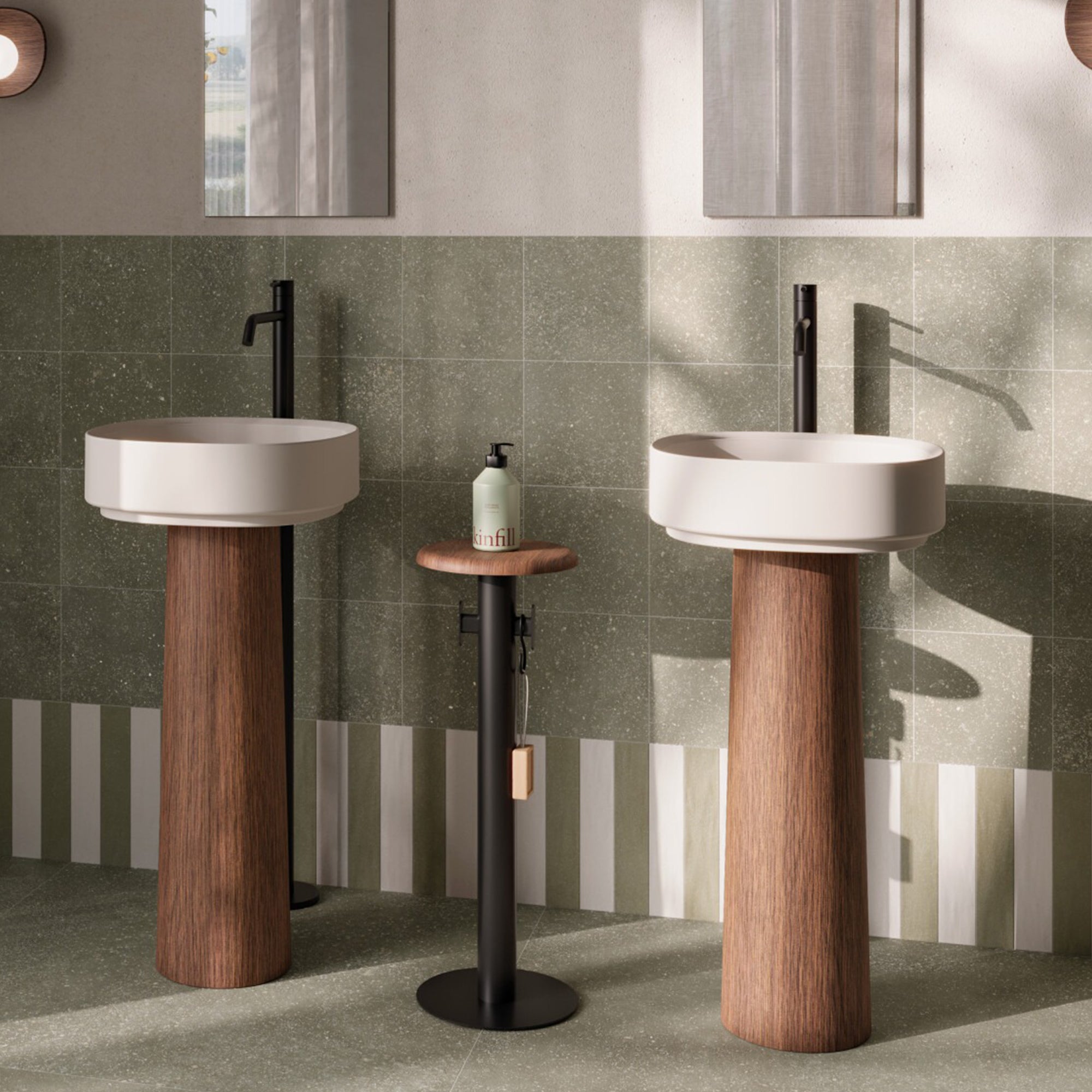 cosmos green shaped terrazzo effect porcelain tile 22x22cm lifestyle