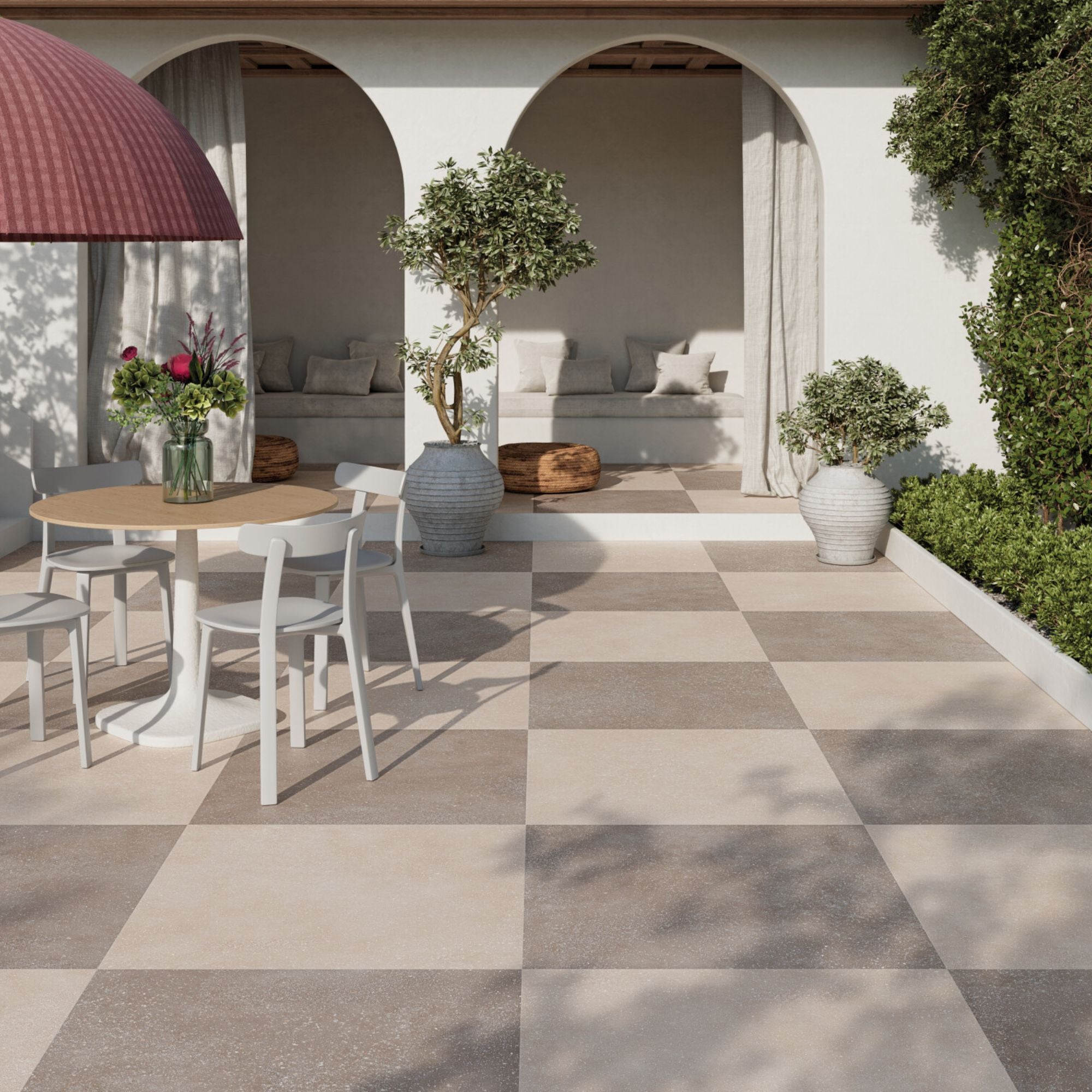 cosmos sand shaped terrazzo effect porcelain tile 90x90cm deluxe bathrooms