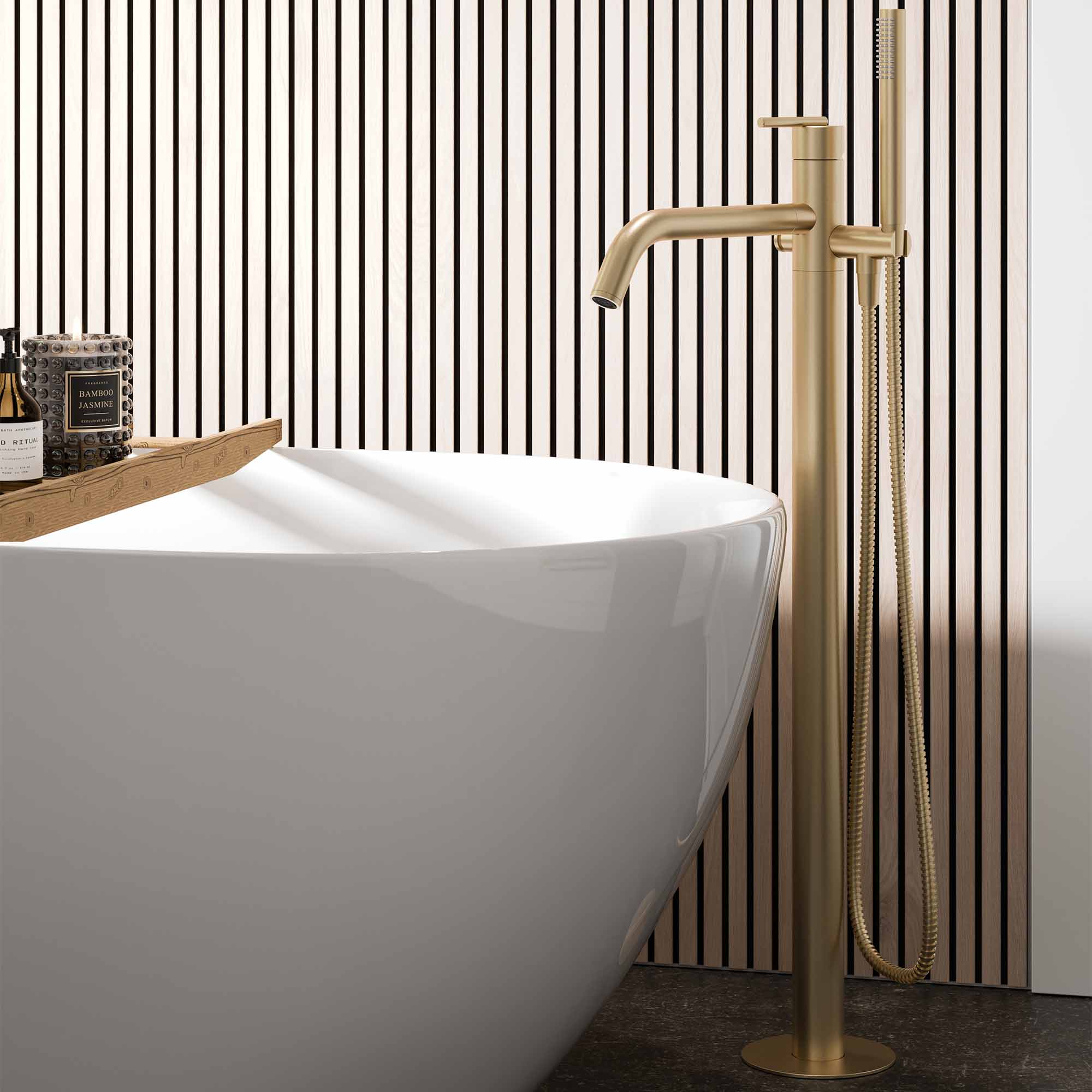 crosswater 3one6 lever freestanding bath shower mixer brushed brass