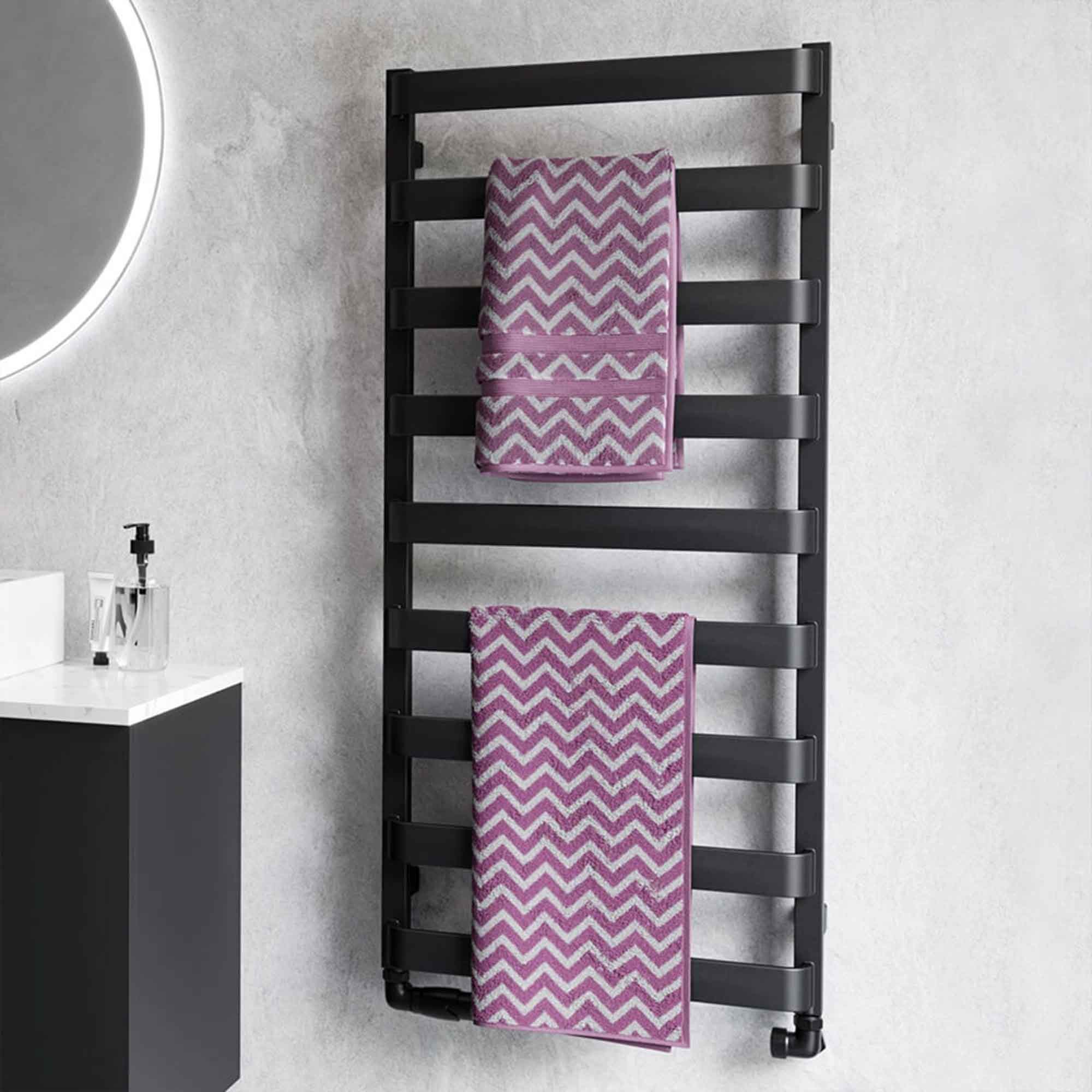 crosswater air heated towel rail 500x1110mm matt black