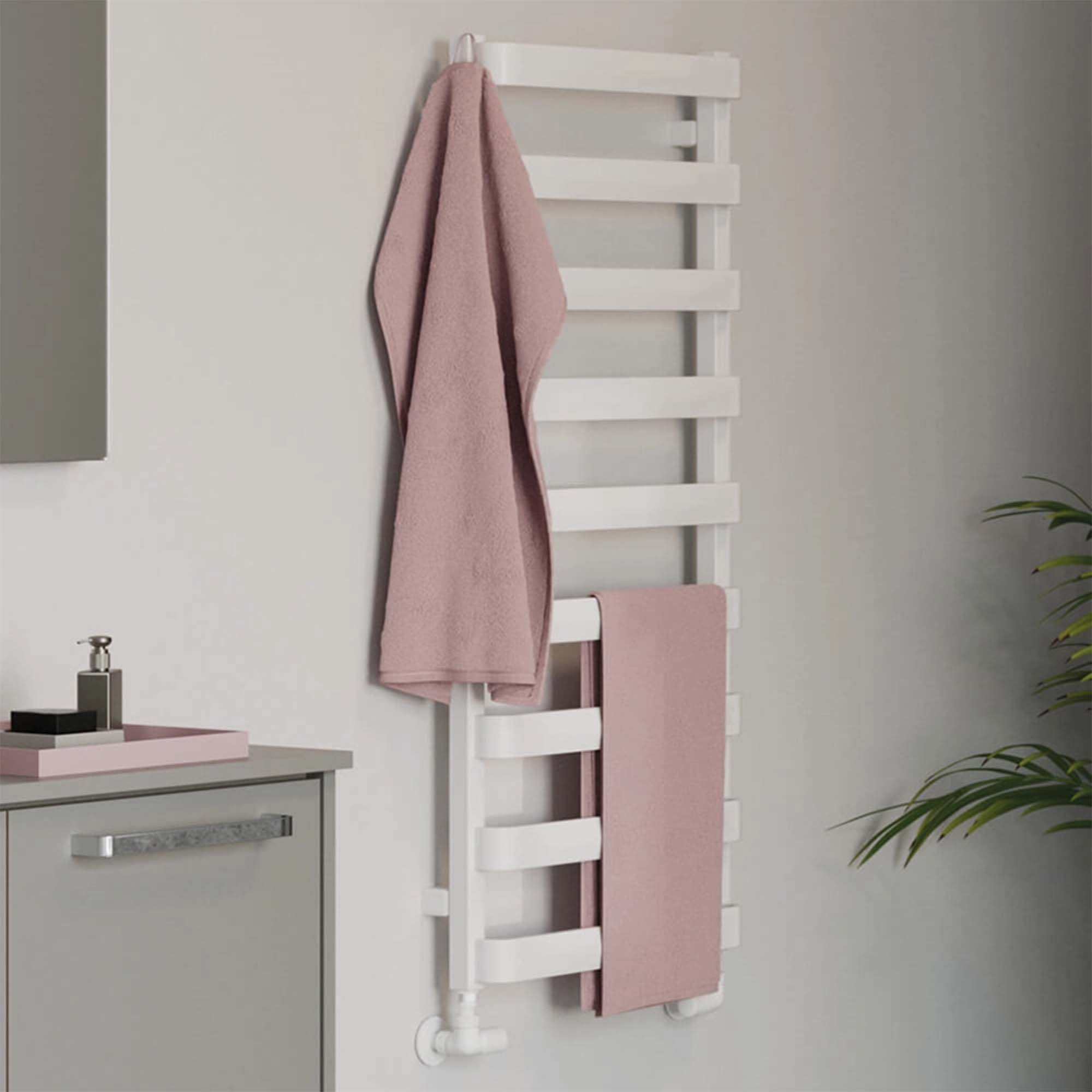 crosswater air heated towel rail 500x1110mm matt white