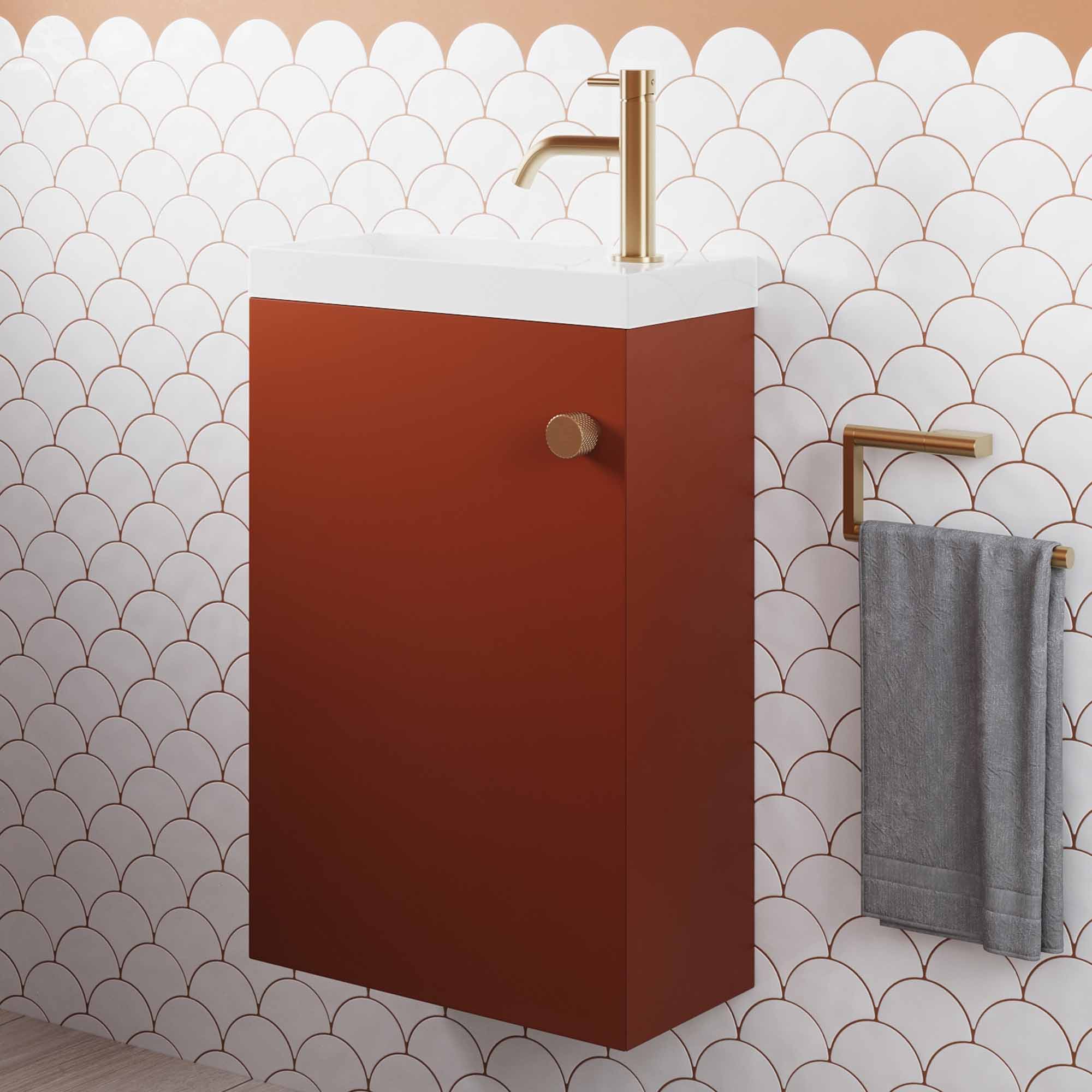 crosswater alo 400 wall mounted cloakroom vanity unit with basin soft clay