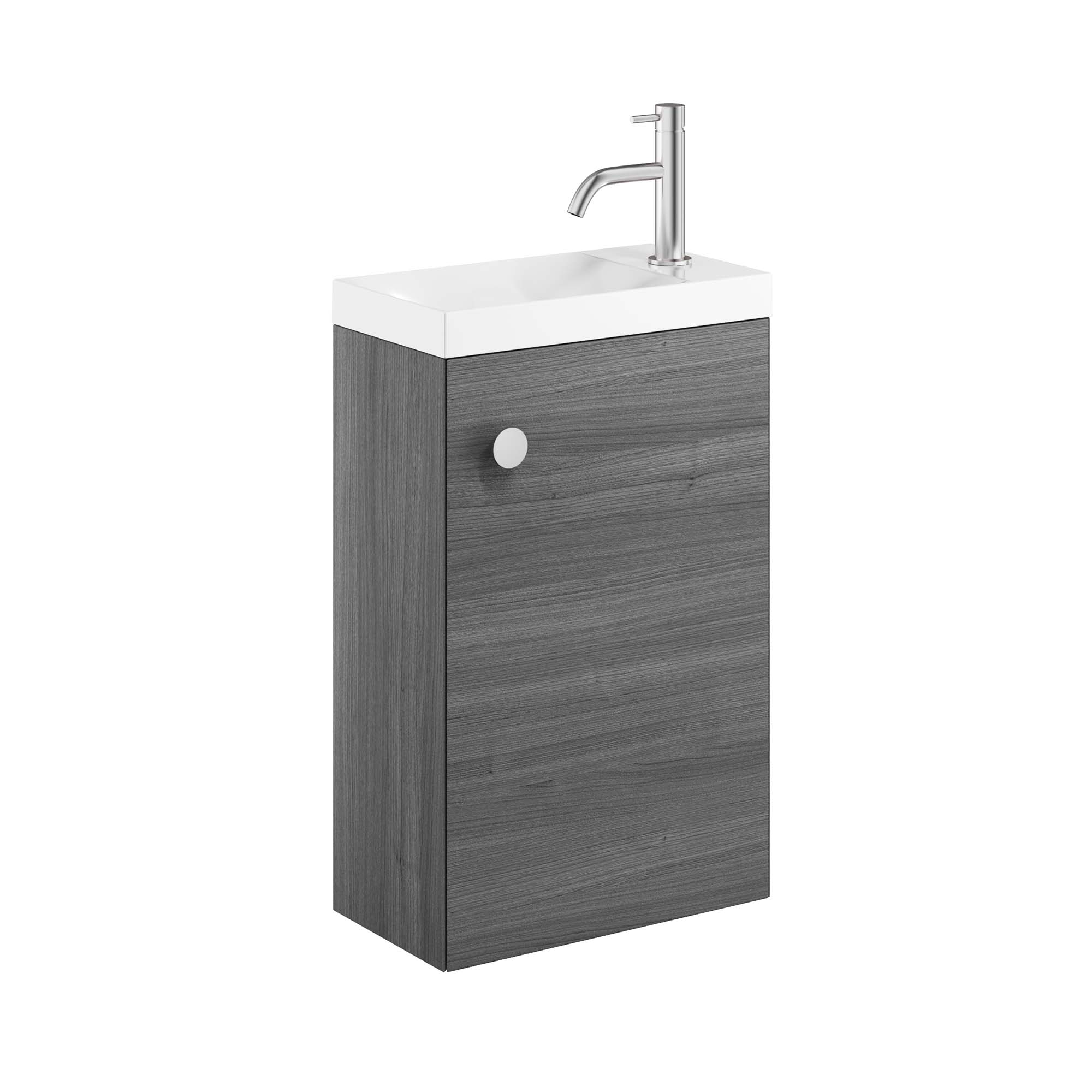crosswater alo 400 wall mounted cloakroom vanity unit with basin steelwood